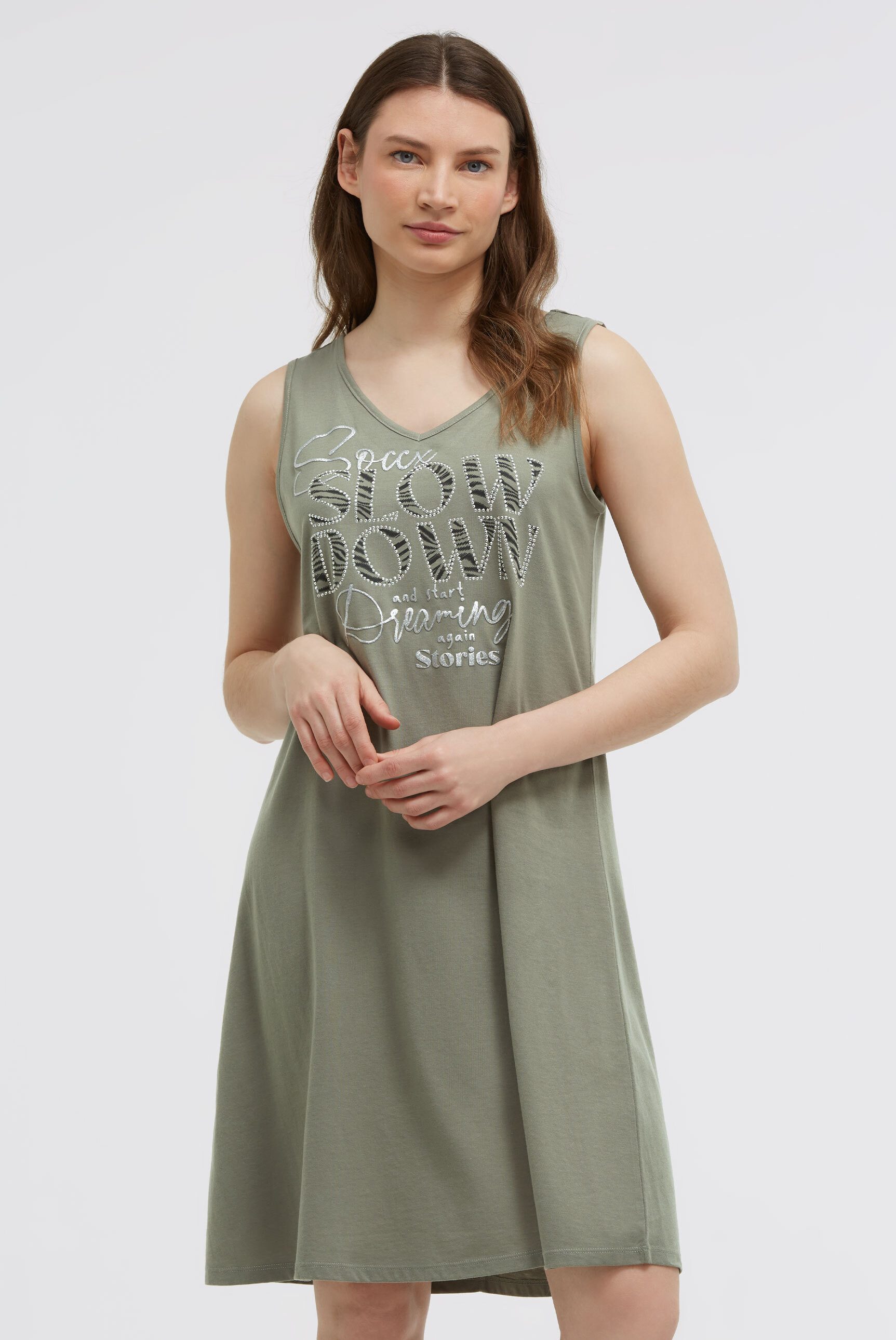 SOCCX Sommerkleid mit Glitzerstein-Wording