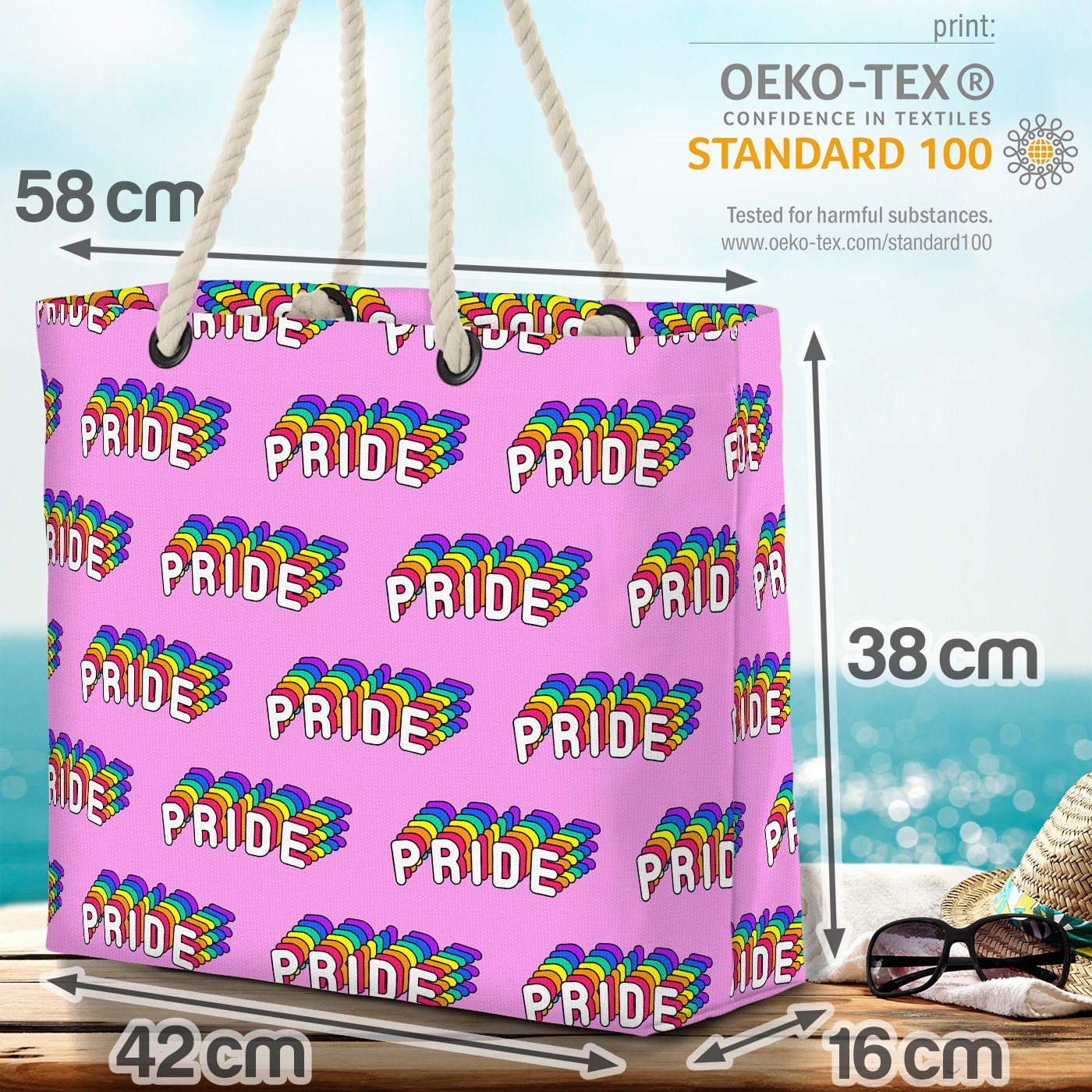 VOID Strandtasche (1-tlg), Pride Pattern Comic Muster Gay Rainbow pride parade Schriftzug flag c