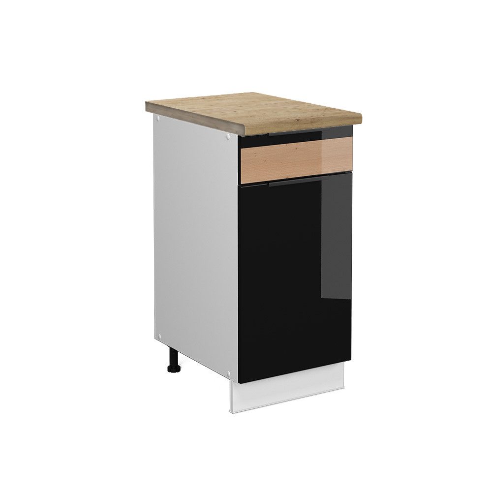 Vicco Unterschrank Fame-Line, Schwarz Eiche hochglanz/Weiß, günstig online kaufen