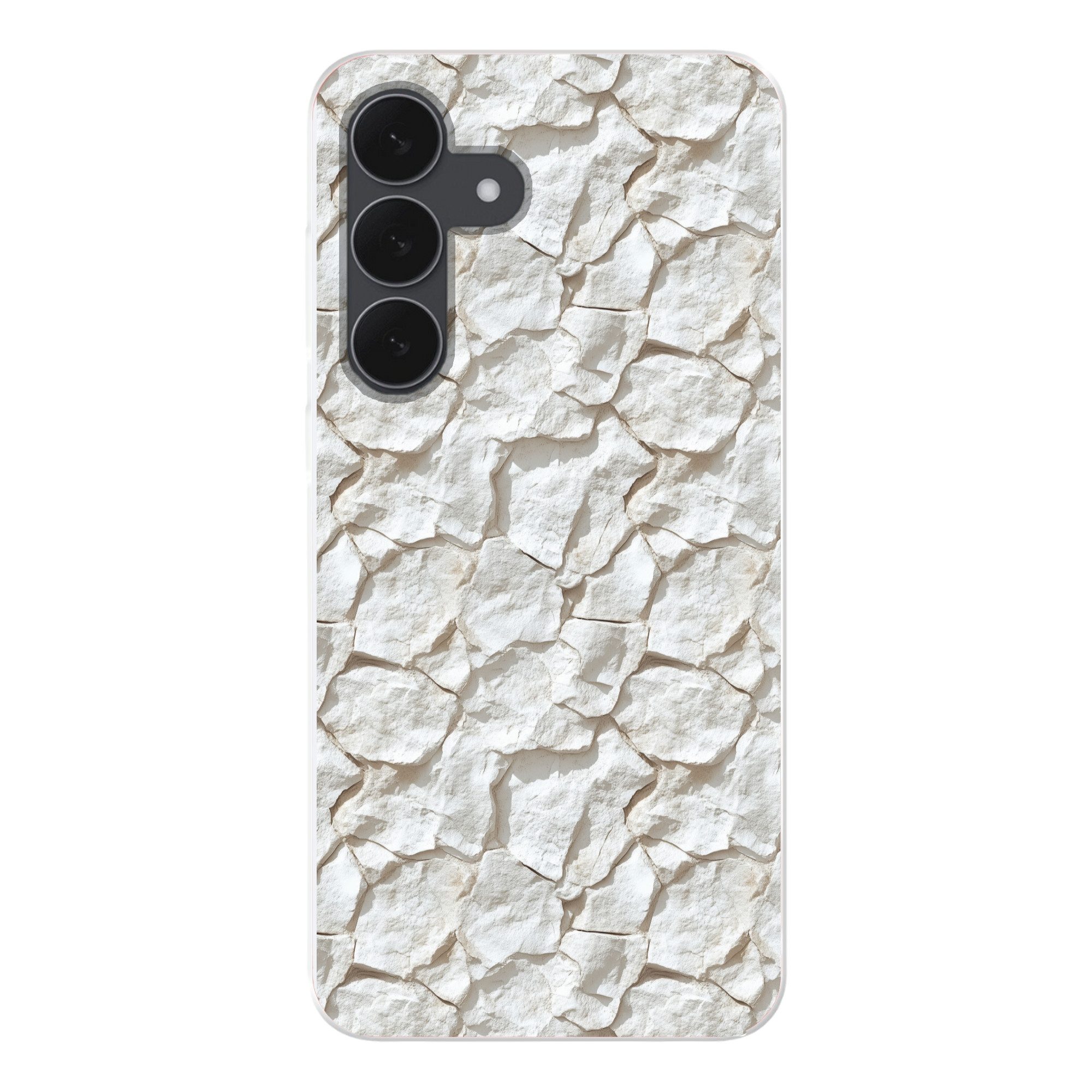 MuchoWow Handyhülle für Samsung Galaxy S25 FE Struktur - Fels - Weiß, Smartphone-Bumper, Print, Handy Schutzhülle Dünn