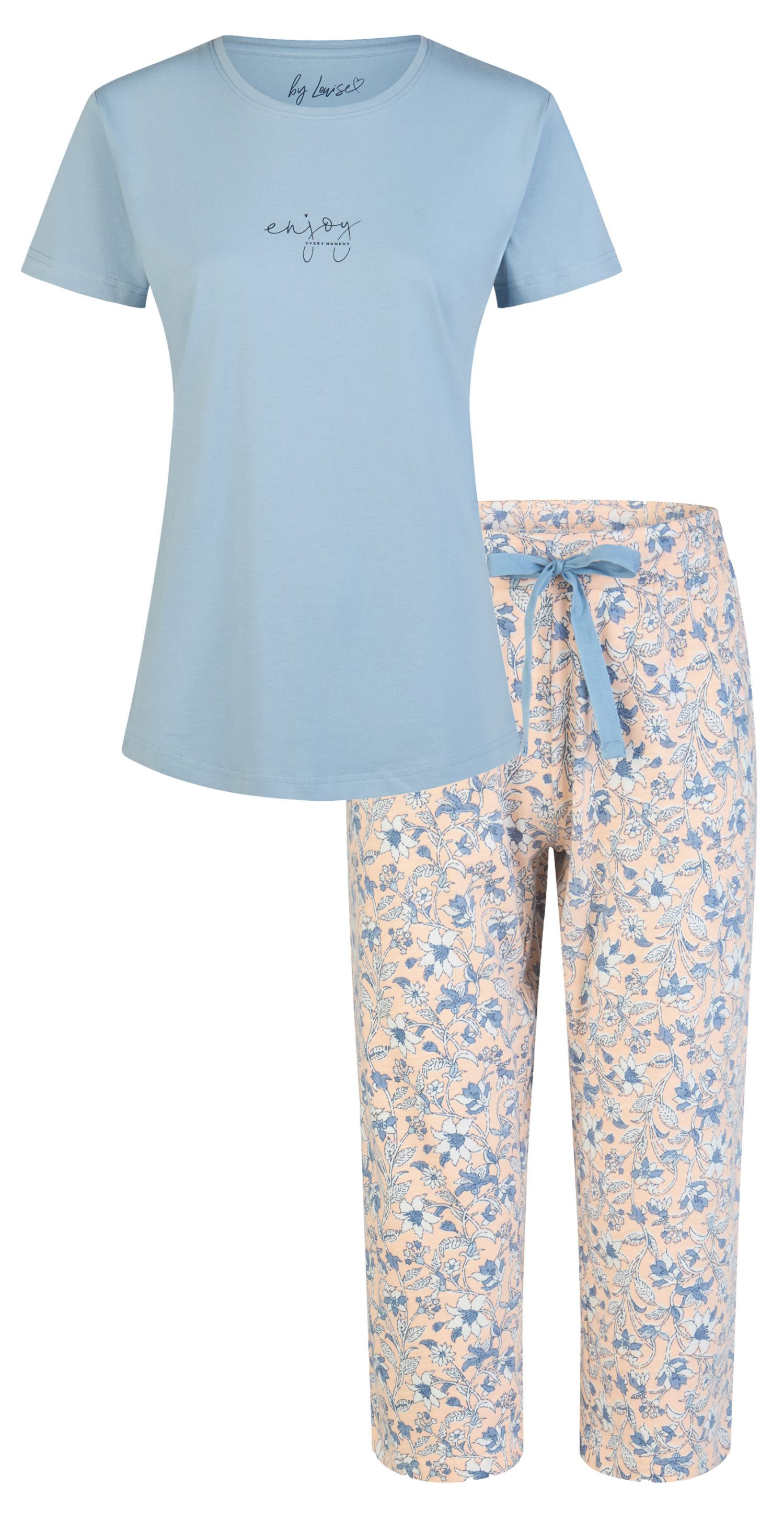 By Louise Capri-Pyjama Damen Pyjama mit Caprihose (2 tlg) Baumwolle