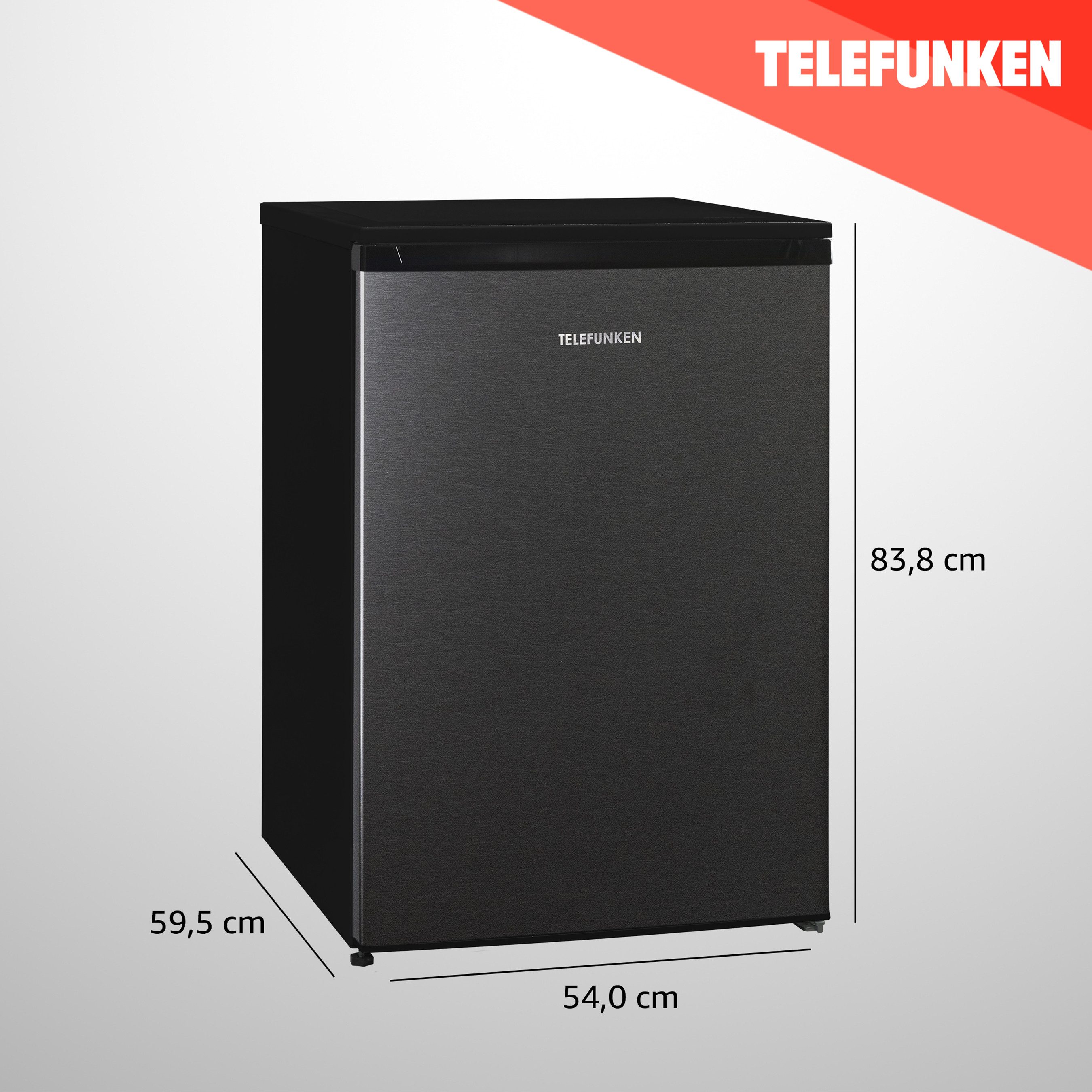 Telefunken Kühlschrank C-135-100-DI, 83.8 cm hoch, 54 cm breit, 135 Liter Nutzinhalt, ohne Gefrierfach, klein, freistehend, dark inox – Bild 5 von 5