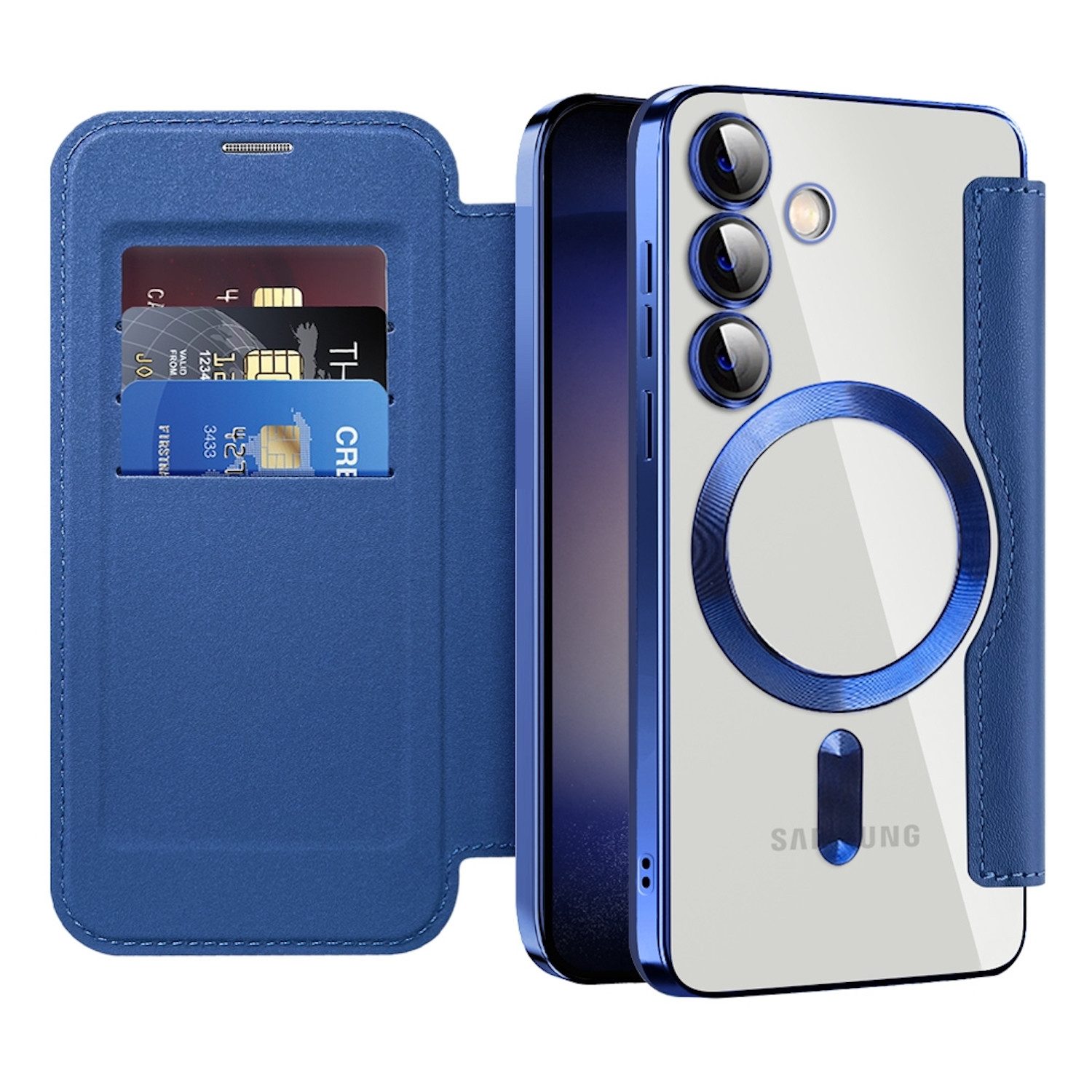 Wigento Handyhülle Für Samsung Galaxy S24 360 Grad Full Magsafe Anti Datenklau Hülle Case