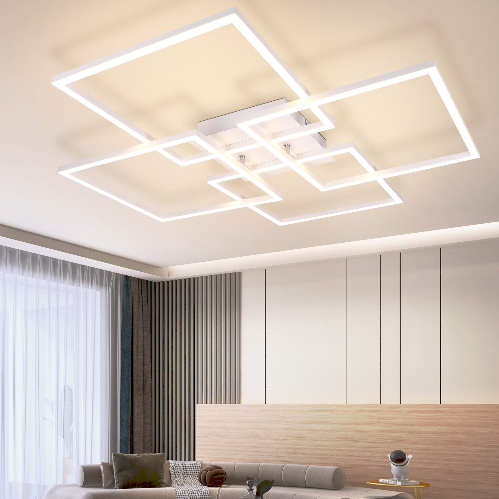 ZMH LED Deckenleuchte Wohnzimmer 4 Rahmen Deckenlampe Modern 32W 3000K Schl günstig online kaufen