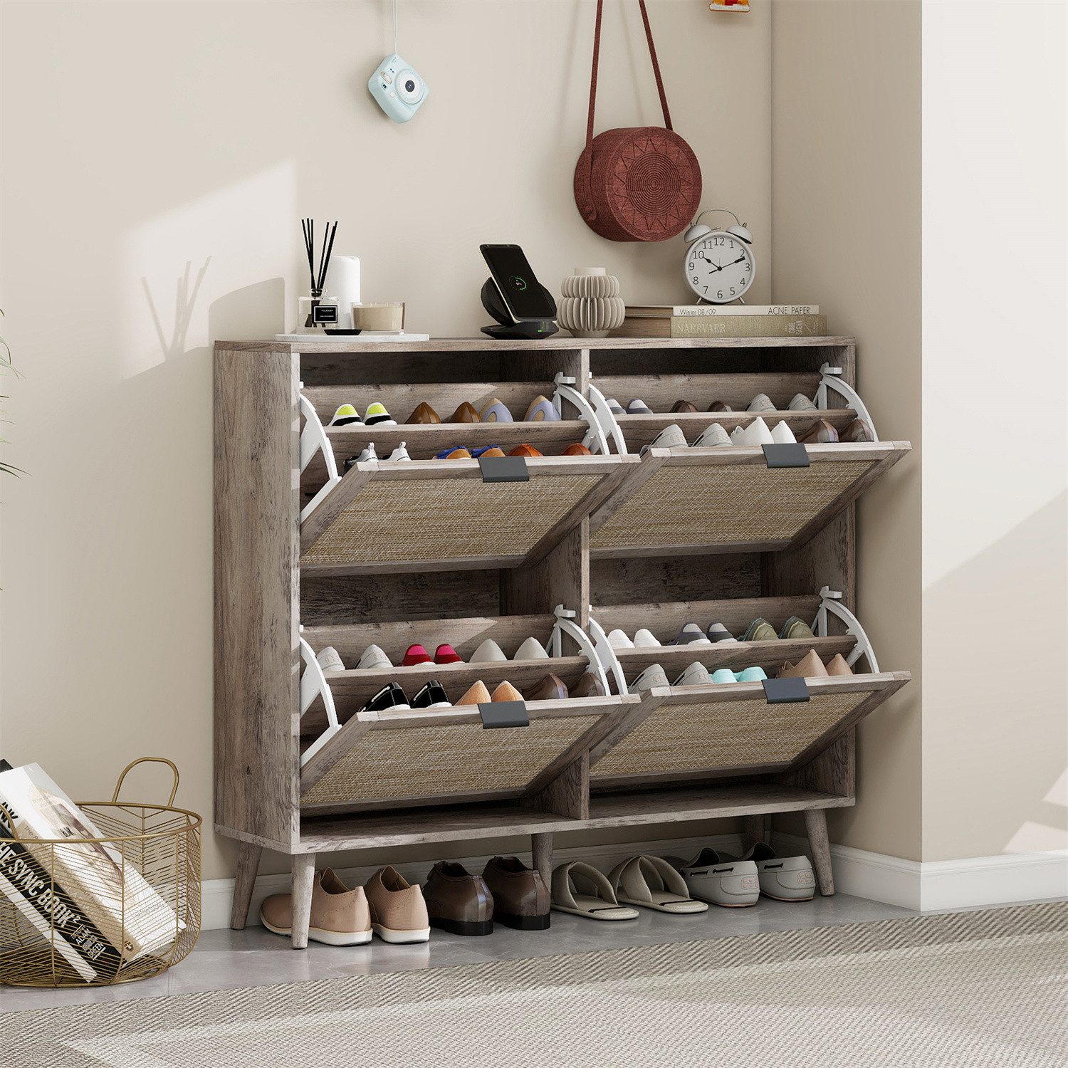 Fanttik Schuhschrank Holz, 105 x 24 günstig online kaufen