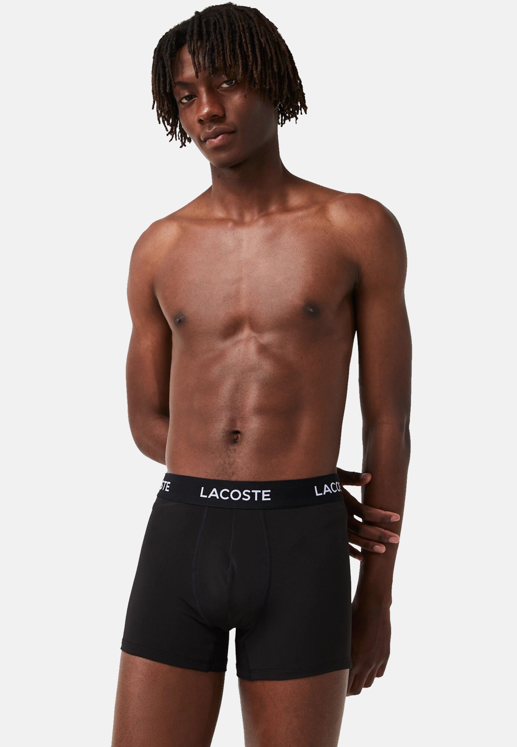Lacoste Boxershorts Boxershorts Herren Trunks aus Mikrofaser im (3-St)