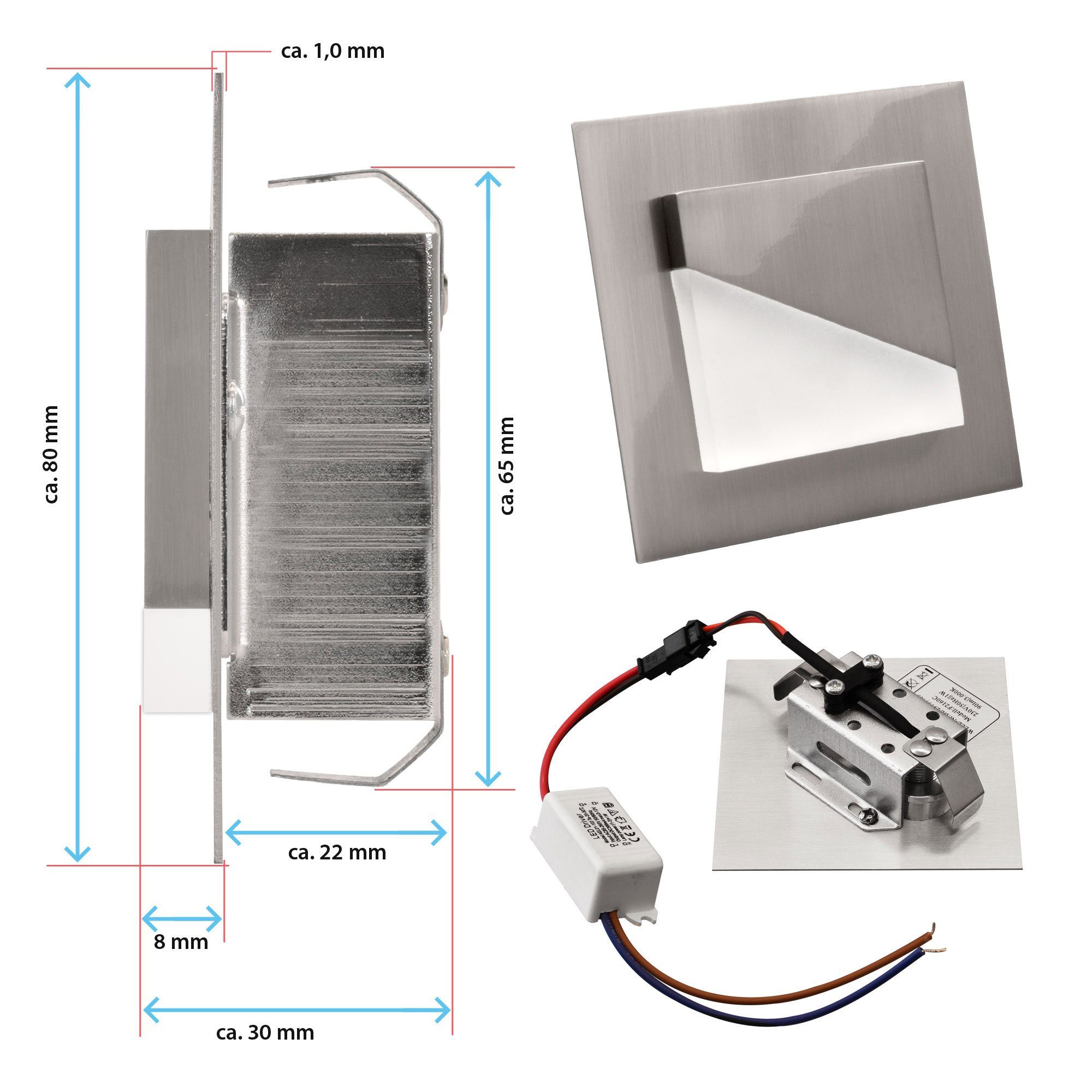 Maxkomfort LED Wandstrahler 6105, LED fest integriert, 3000K, Warmweiß, Treppenbeleuchtung