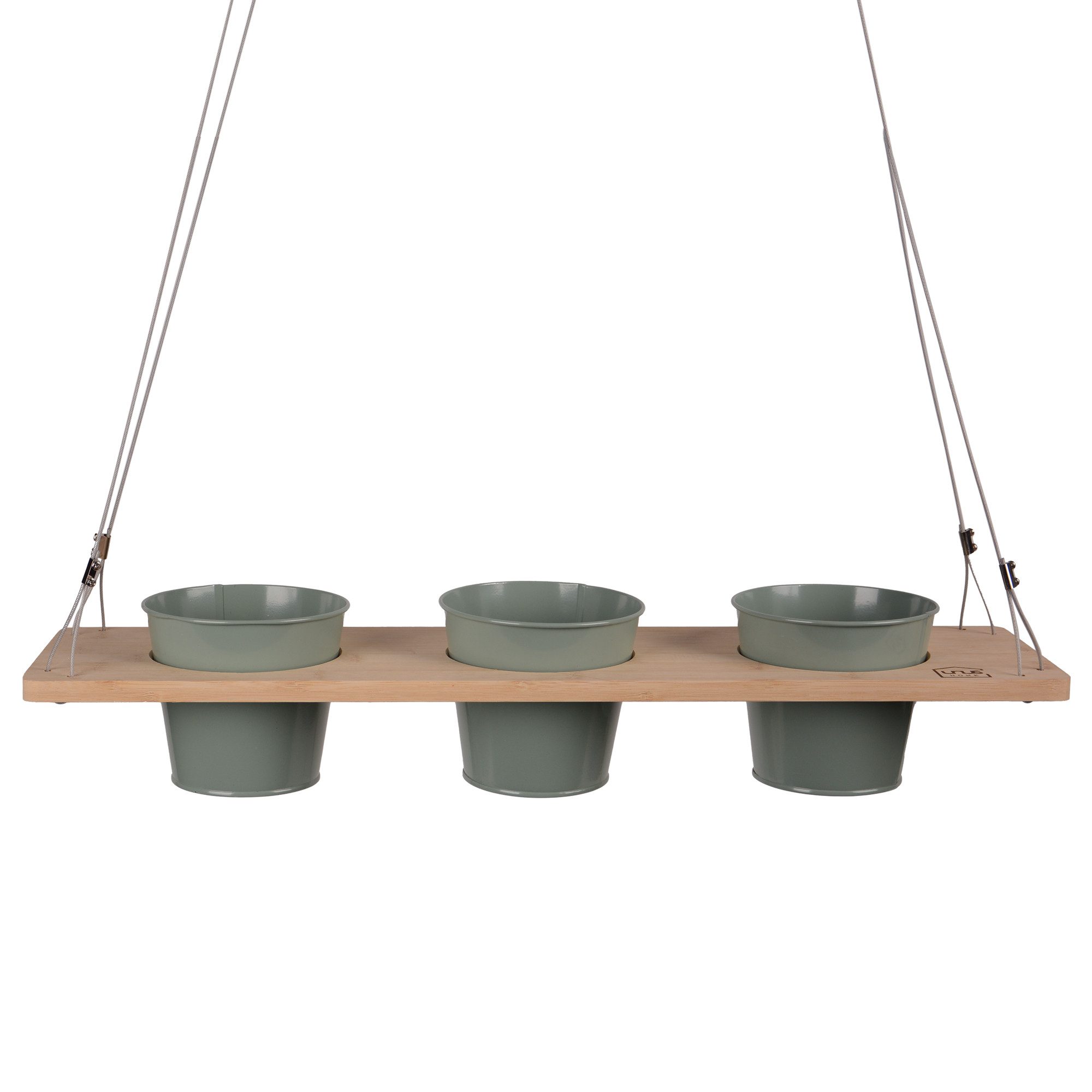 UNUS HOME Blumenkasten Kräuterbar, Pflanzenregal (60cm, grün), Stabile Drahtseilaufhängung, hängende Kräutertöpfe