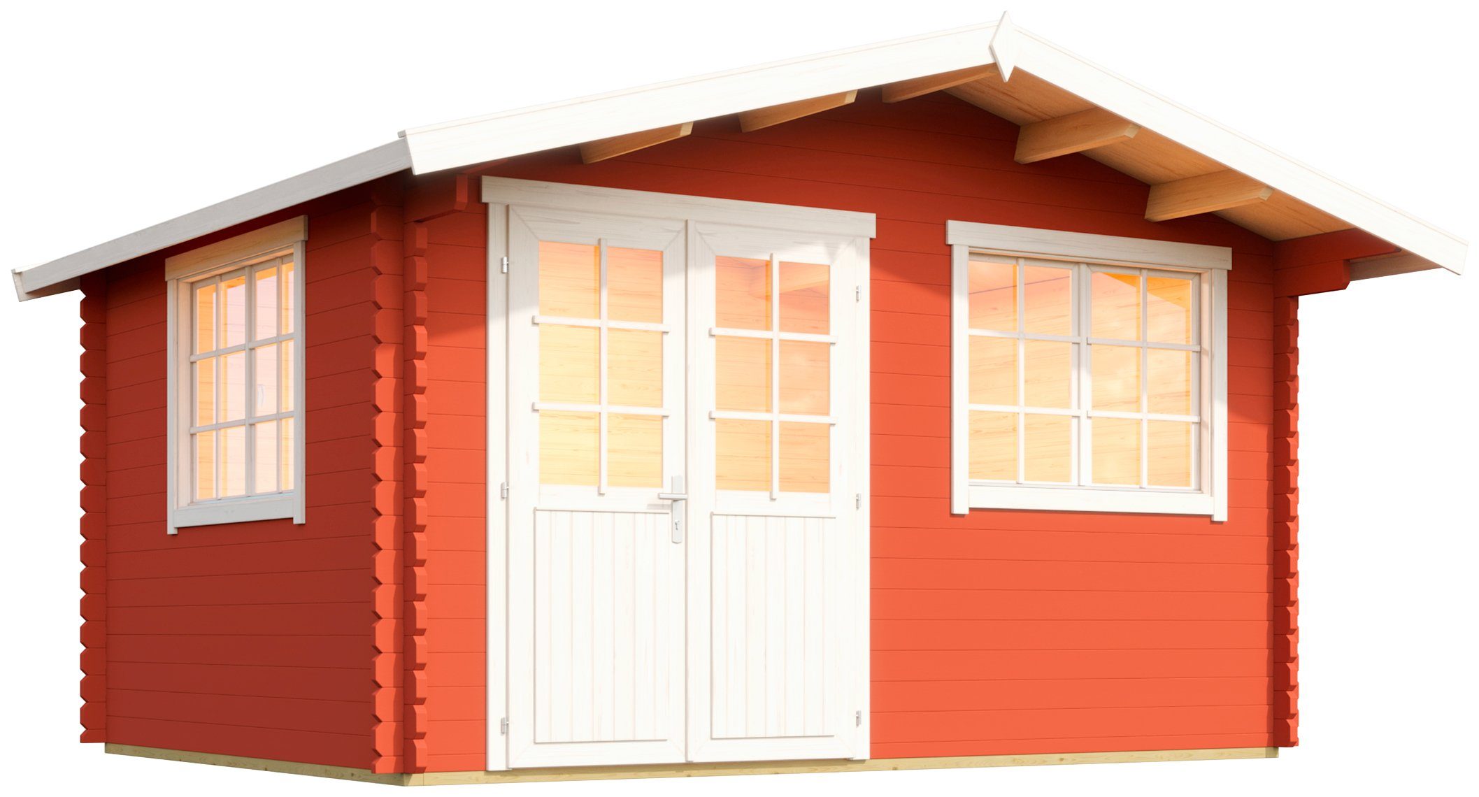 LASITA MAJA Gartenhaus Norderney 2, BxT: 444,6x390 cm, (Set, inkl. Fussbodenbretter zum verlegen), Blockbohlenhaus 40 mm