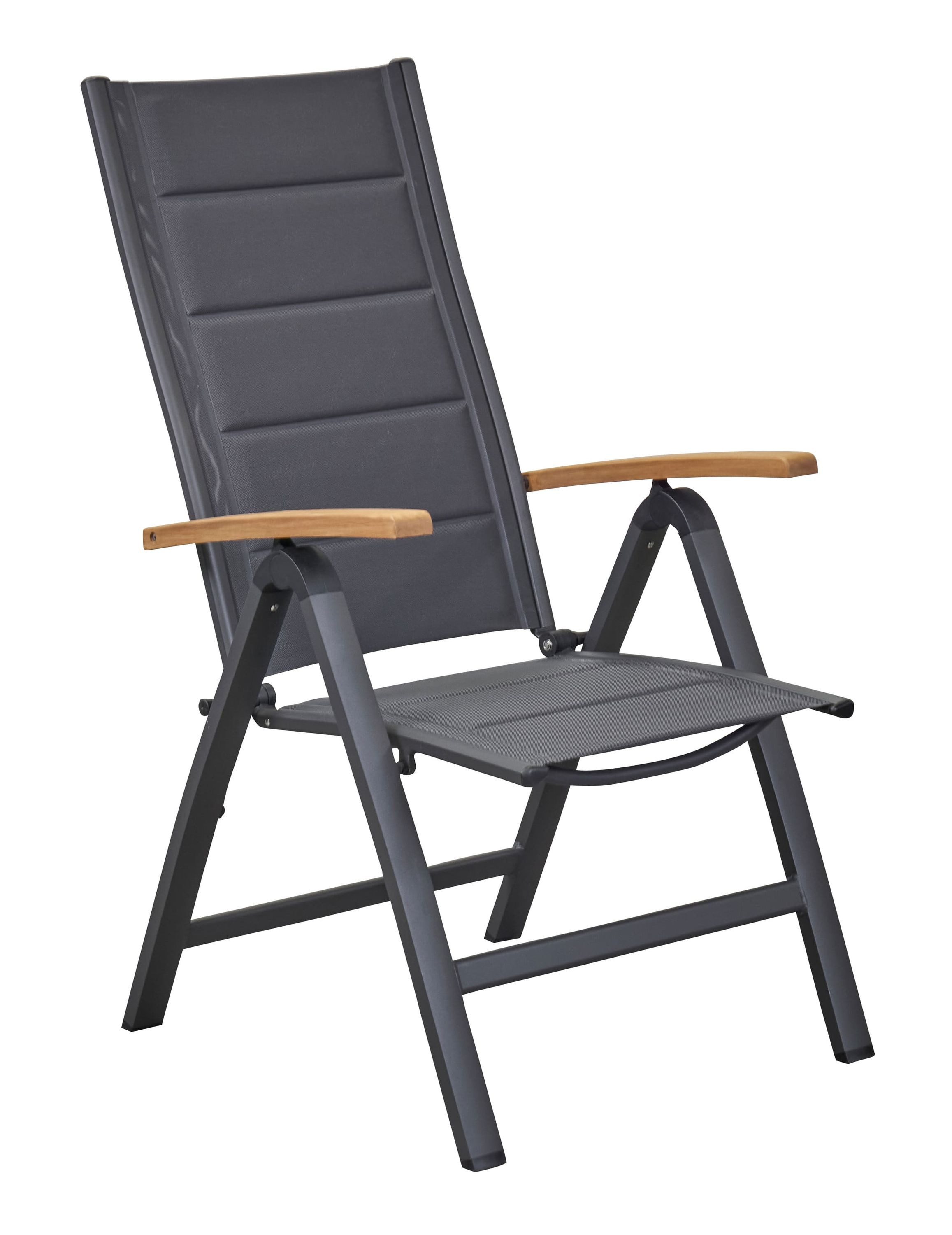 dasmöbelwerk Klappstuhl Klappstuhl New Jersey Klappsessel Teakholz Gartenstuhl anthrazit, verstellbare Rückenlehne