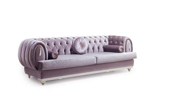 JVmoebel 3-Sitzer Lila Chesterfield Dreisitzer 3-Sitzer Polstercouchen Holzgestell, 1 Teile, Made in Europa