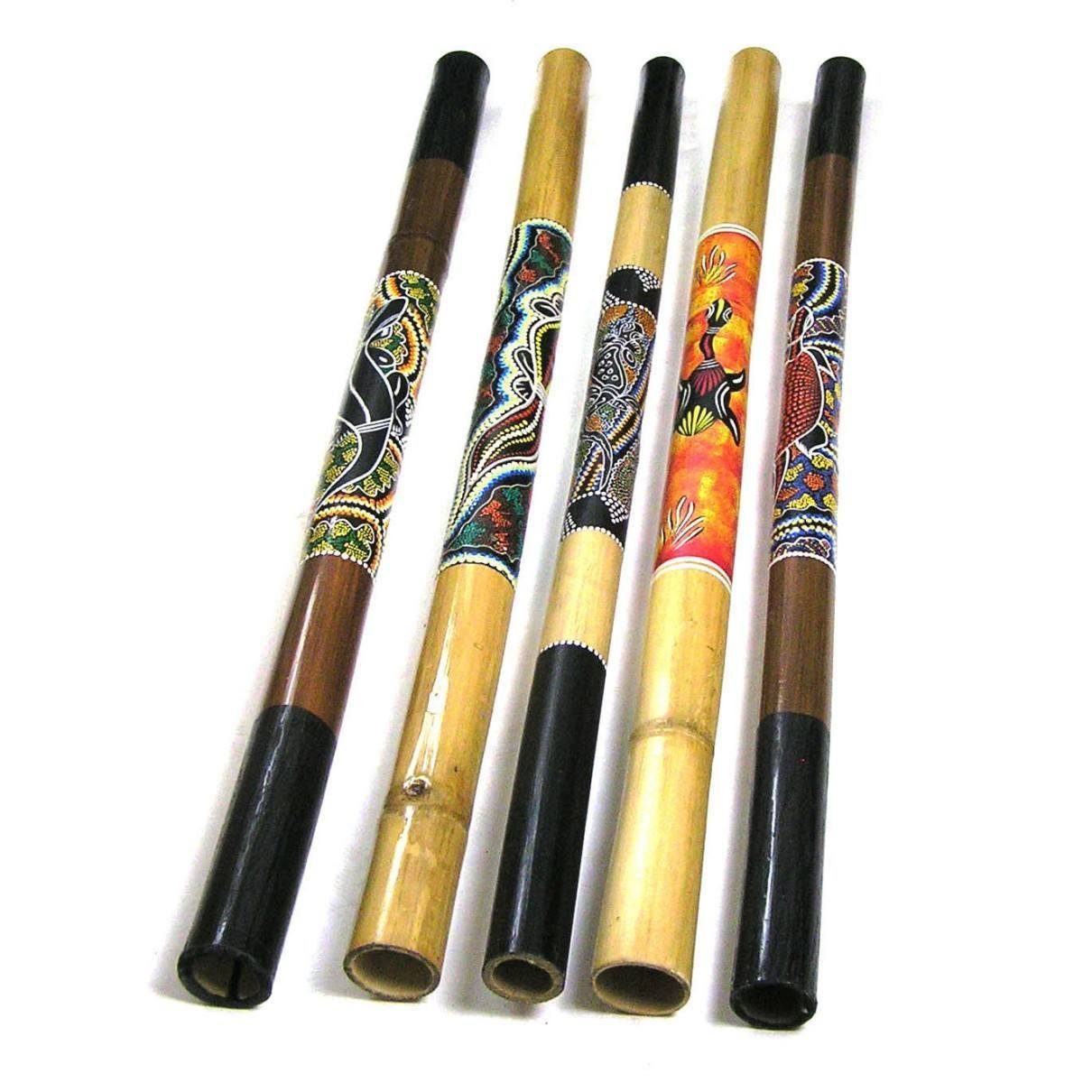 SIMANDRA Didgeridoo Didgeridoo aus Bambus geschnitzt oder bemalt Aborigini Dot Painting, Tiefe Bassartige Töne