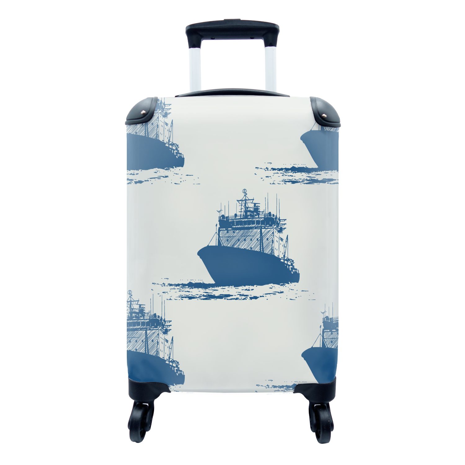 MuchoWow Handgepäckkoffer Muster - Wasser - Boot, 4 Rollen, Reisetasche mit rollen, Handgepäck für Ferien, Trolley, Reisekoffer