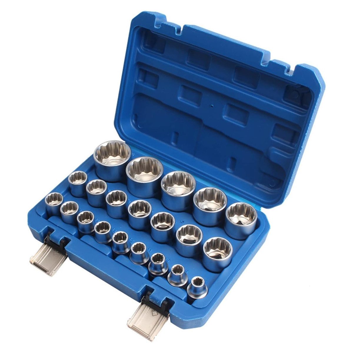 DOPWii Steckschlüssel 21-teiliger Spline-Steckschlüssel-Set, Cr-V-Steckschlüssel-Set mit Aufbewahrungskoffer