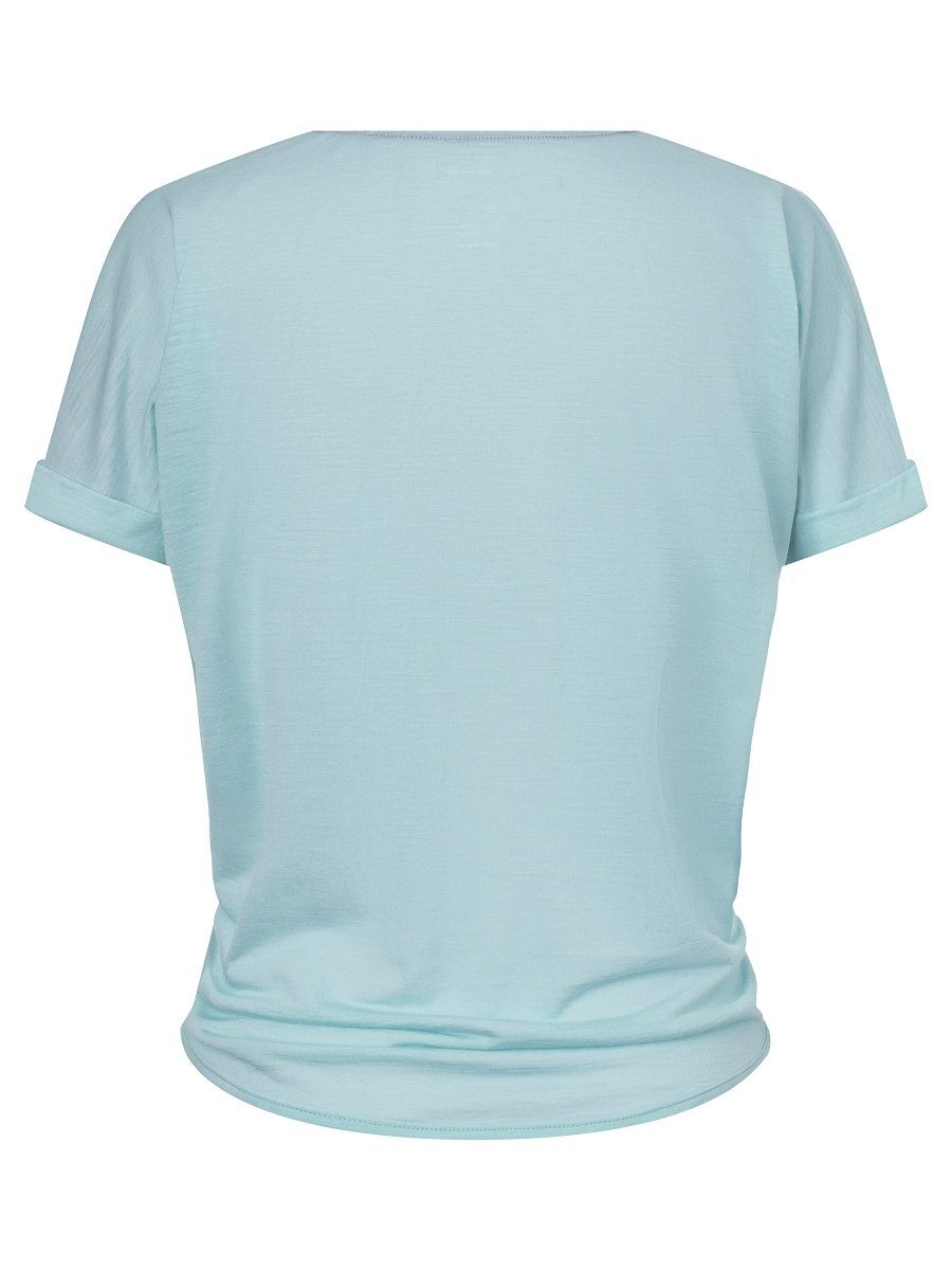 TEE T-Shirt am Merino-Materialmix SUPER.NATURAL T-Shirt Cloud W Saum, Knoten-Detail mit Merino KNOT feinster JP Blue
