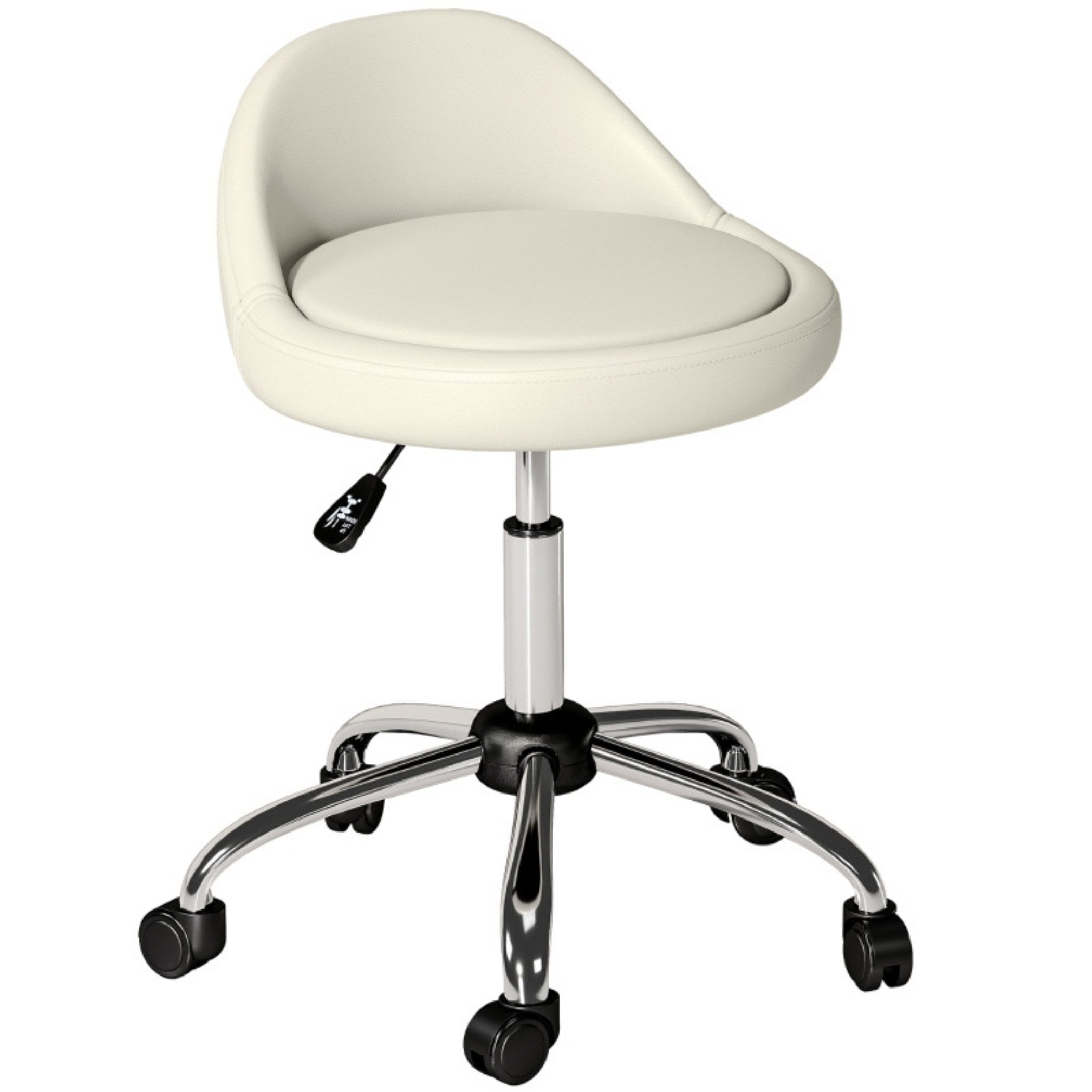 SeedWave Drehhocker Rollhocker Höhenverstellbarer Arbeitshocker 63-83 cm, Drehhocker mit Rädern Drehbarer Salonstuhl Salonhocker Kunstleder