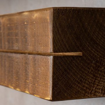 Levandeo® Wandregal, levandeo Schlüsselbrett Holz Massiv 35x10cm Nussbaum lackiert