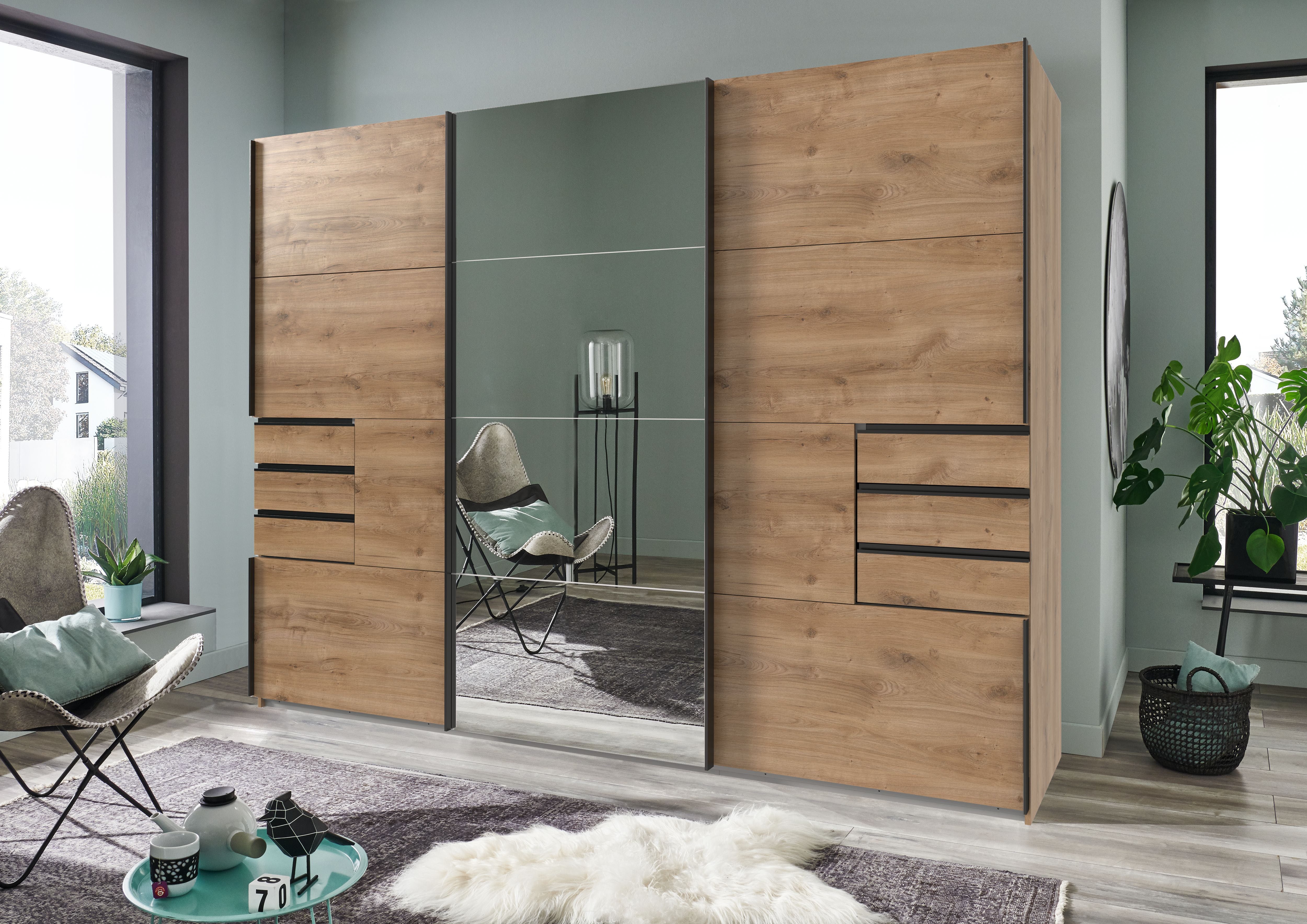Wimex Schwebetürenschrank Saigon mit Spiegeltür, 3 Türen, 270cm breit