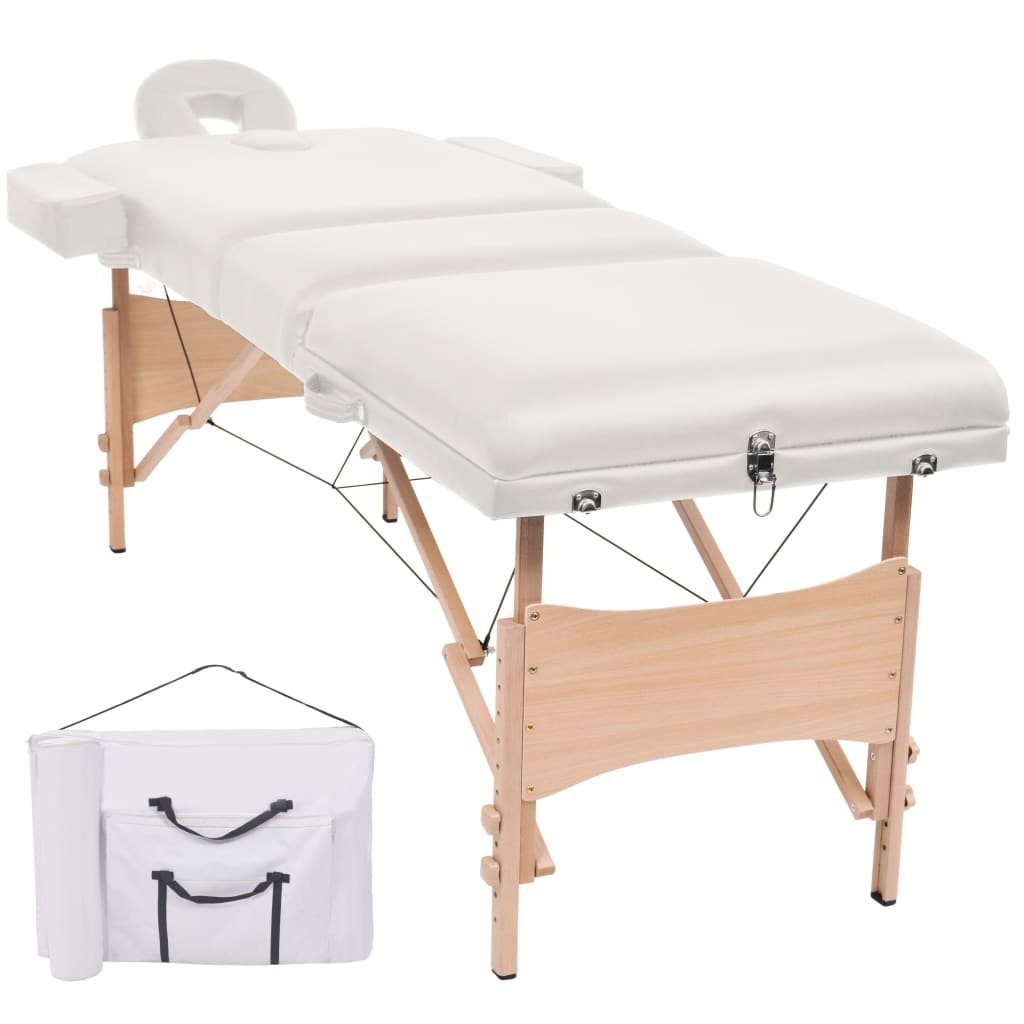 vidaXL Massageliege Massageliege 3-Zonen Klappbar 10 cm Sitz Weiß