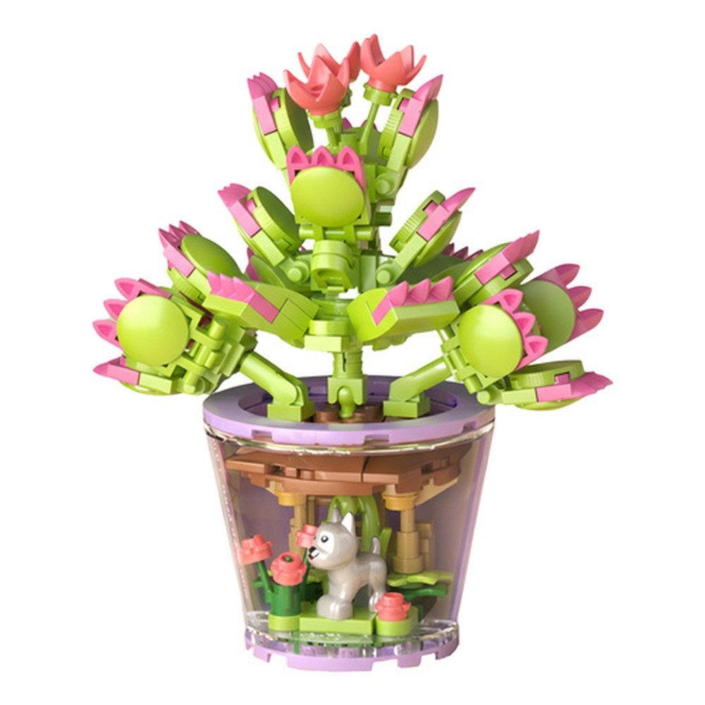 ISO TRADE Blumen Kreatives 3D Bausteine Spielbausteine, (Spar-Set, Zimmerdeko), Einfacher Aufbau auch für Anfänger, ideal als Lernspielzeug