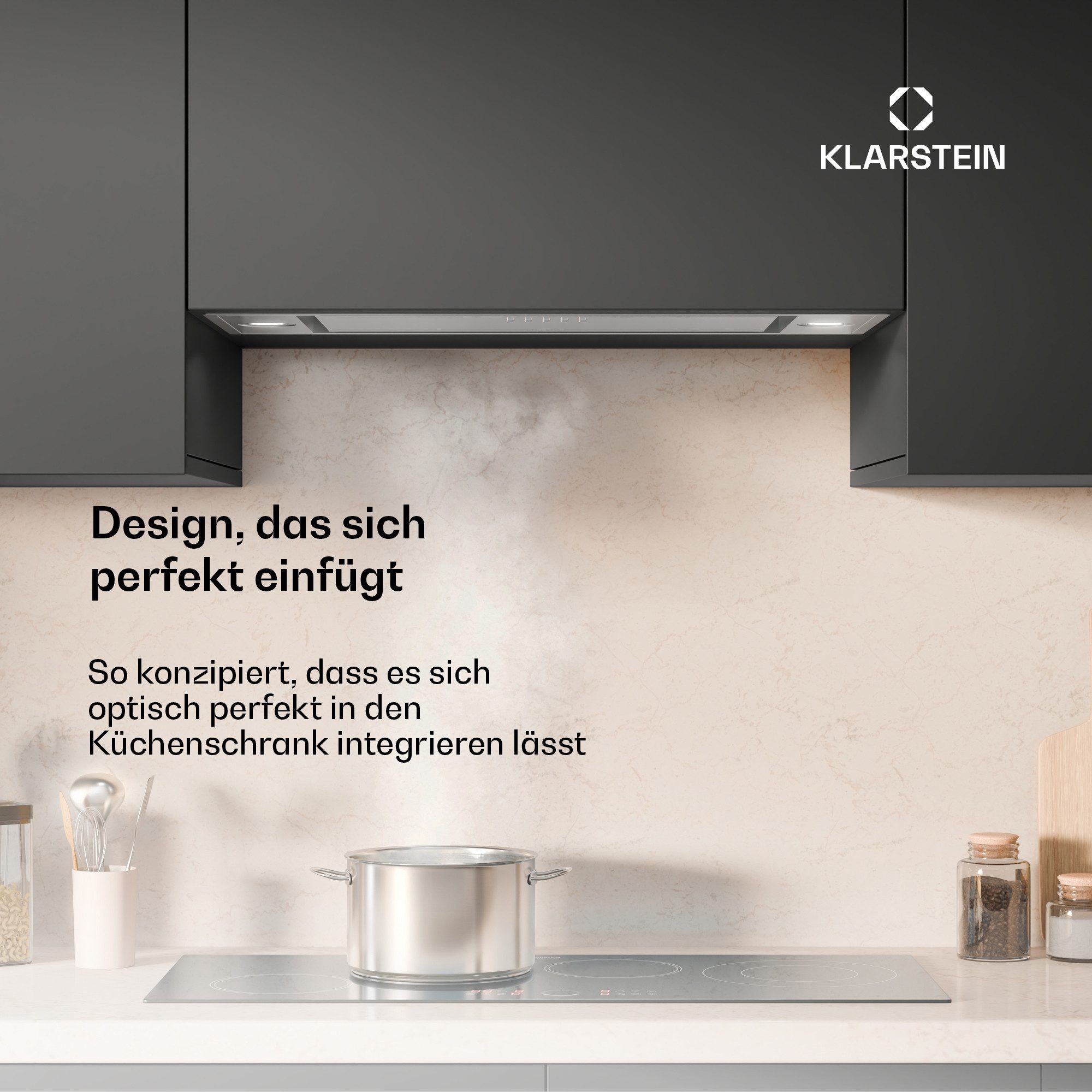 Klarstein Deckenhaube TurboMax TurboMax, Dunstabzugshaube Umluft Abluft LED Kraftvolle 75cm