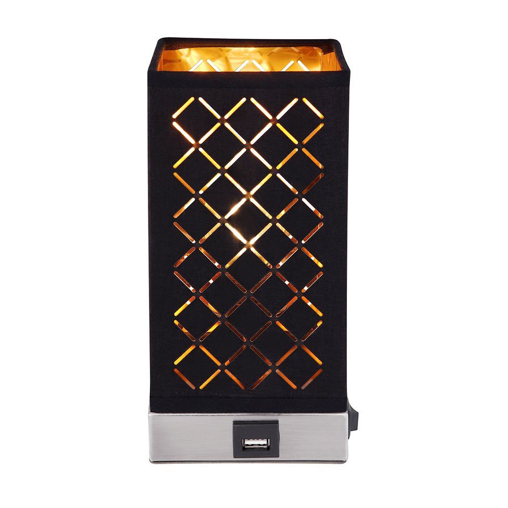 gold Wandleuchte, etc-shop Leuchtmittel Wohnzimmerlampe inklusive, Wandleuchte nicht Wandlampe Stoffschirm USB mit schwarz