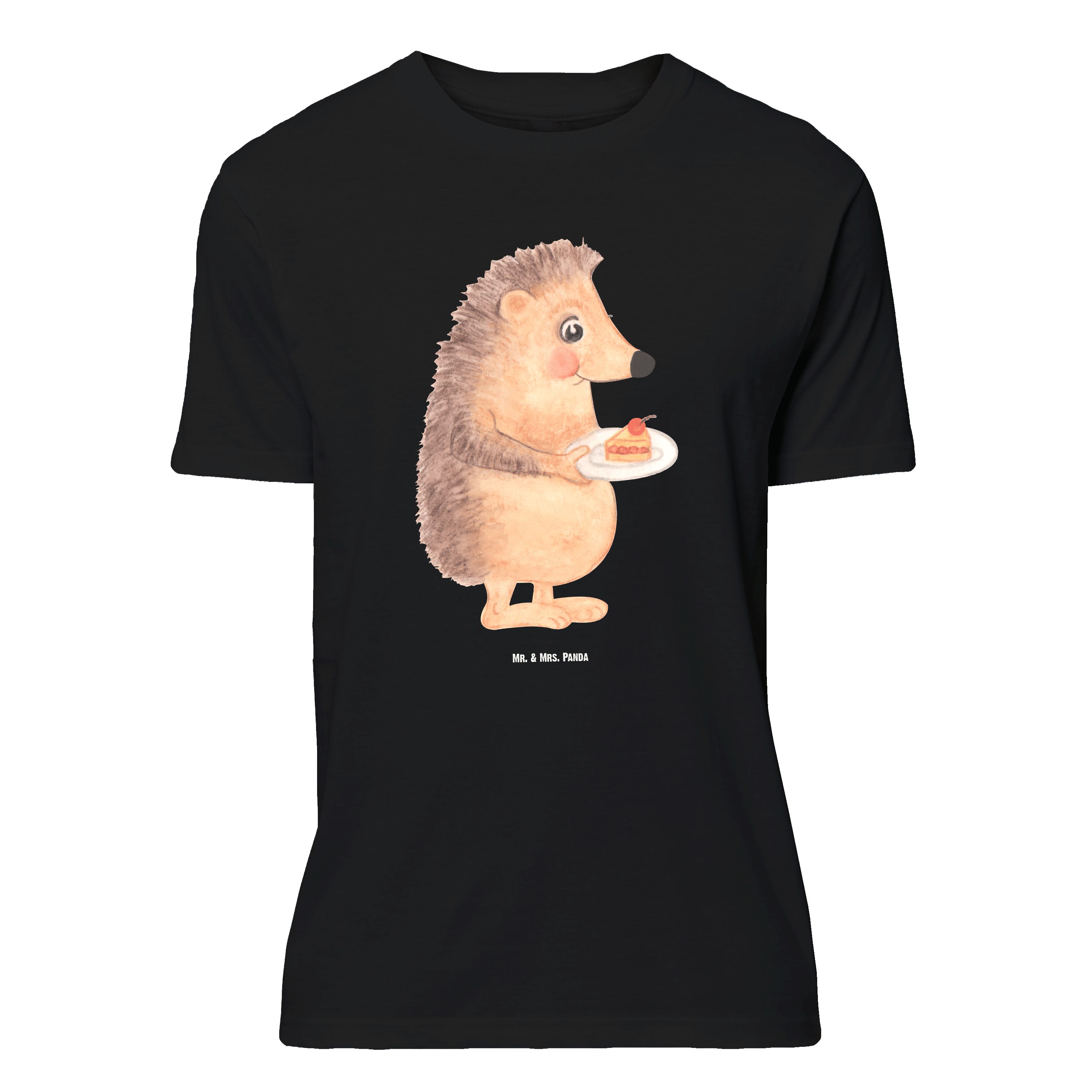 Mr. & Mrs. Panda T-Shirt Igel Kuchenstück - Schwarz - Geschenk, lustige Sprüche, Torte, Einlad (1-tlg)