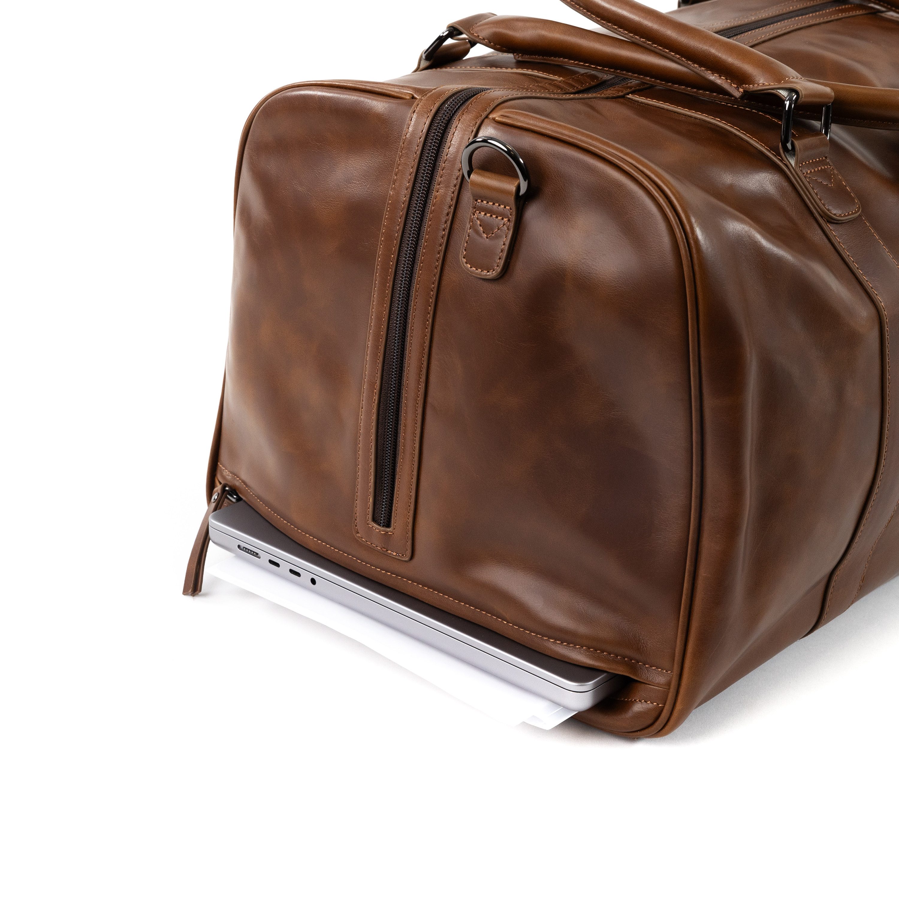 Gentlemen's Weekender Heidelberg - Hochwertige Handgepäck-Tasche für Reisen & Business, Spanisches Echtleder, mit Schultergurt und Trackerfach