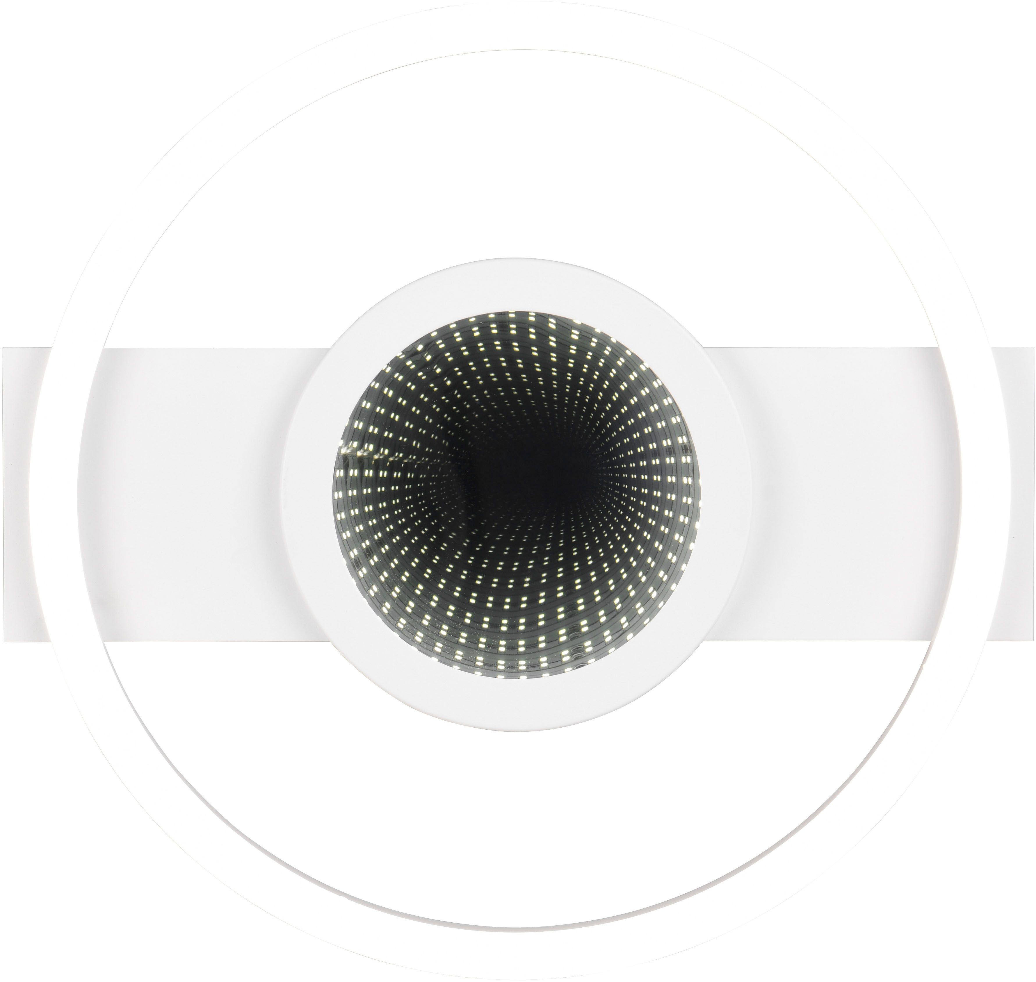 Reality Leuchten LED Deckenleuchte WHEELER, LED Deckenlampe 16W 2000 Lumen 4000K kaltweißes Licht, LED fest integriert, Kaltweiß, Lichteffekte mit Spiegelfolie, 35 x 33 cm, Wand- oder Deckenleuchte