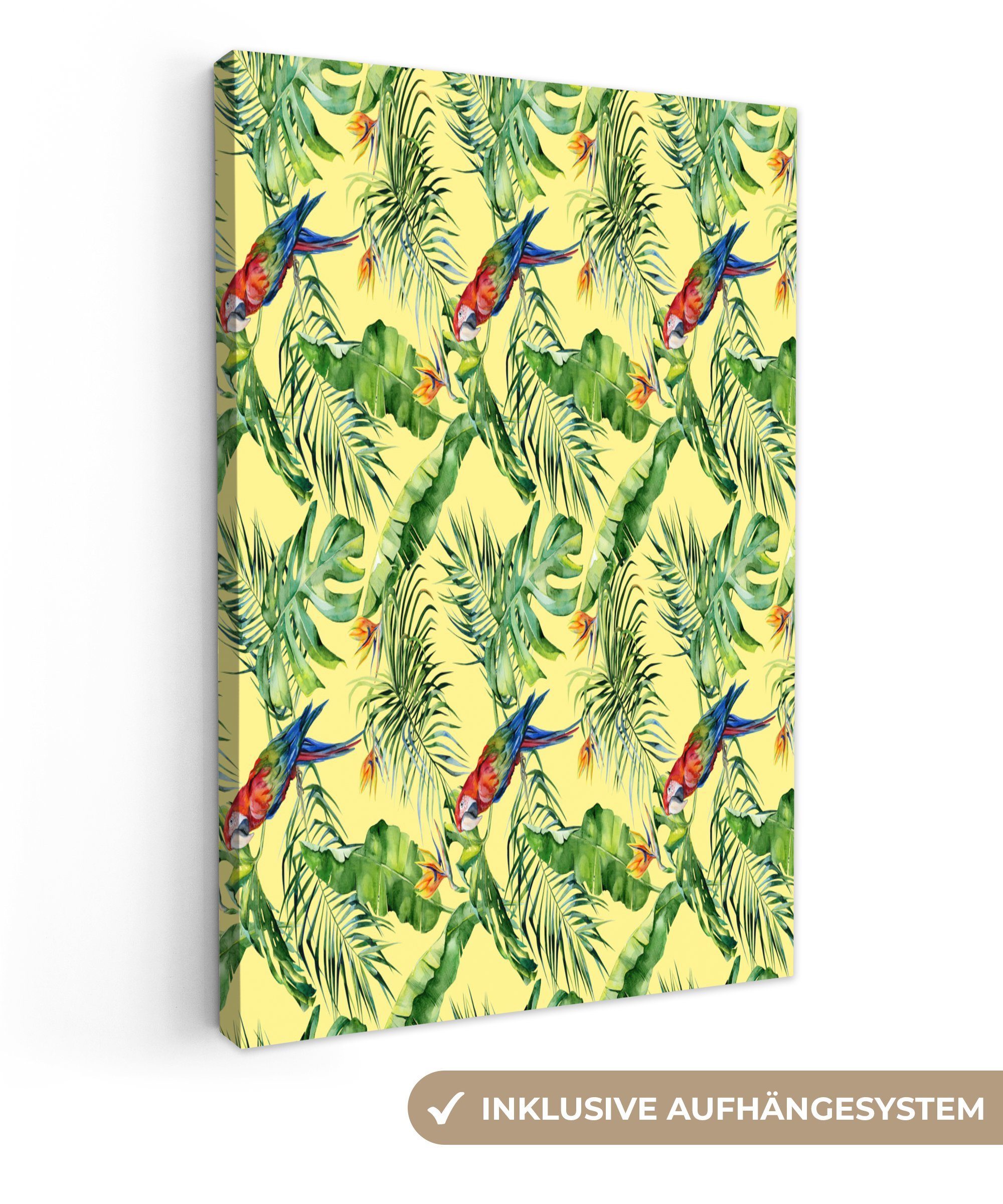 OneMillionCanvasses® Leinwandbild Blumen - Paradiesvogelpflanze - Vogel, (1 St), Leinwandbild fertig bespannt inkl. Zackenaufhänger, Gemälde, 20x30 cm