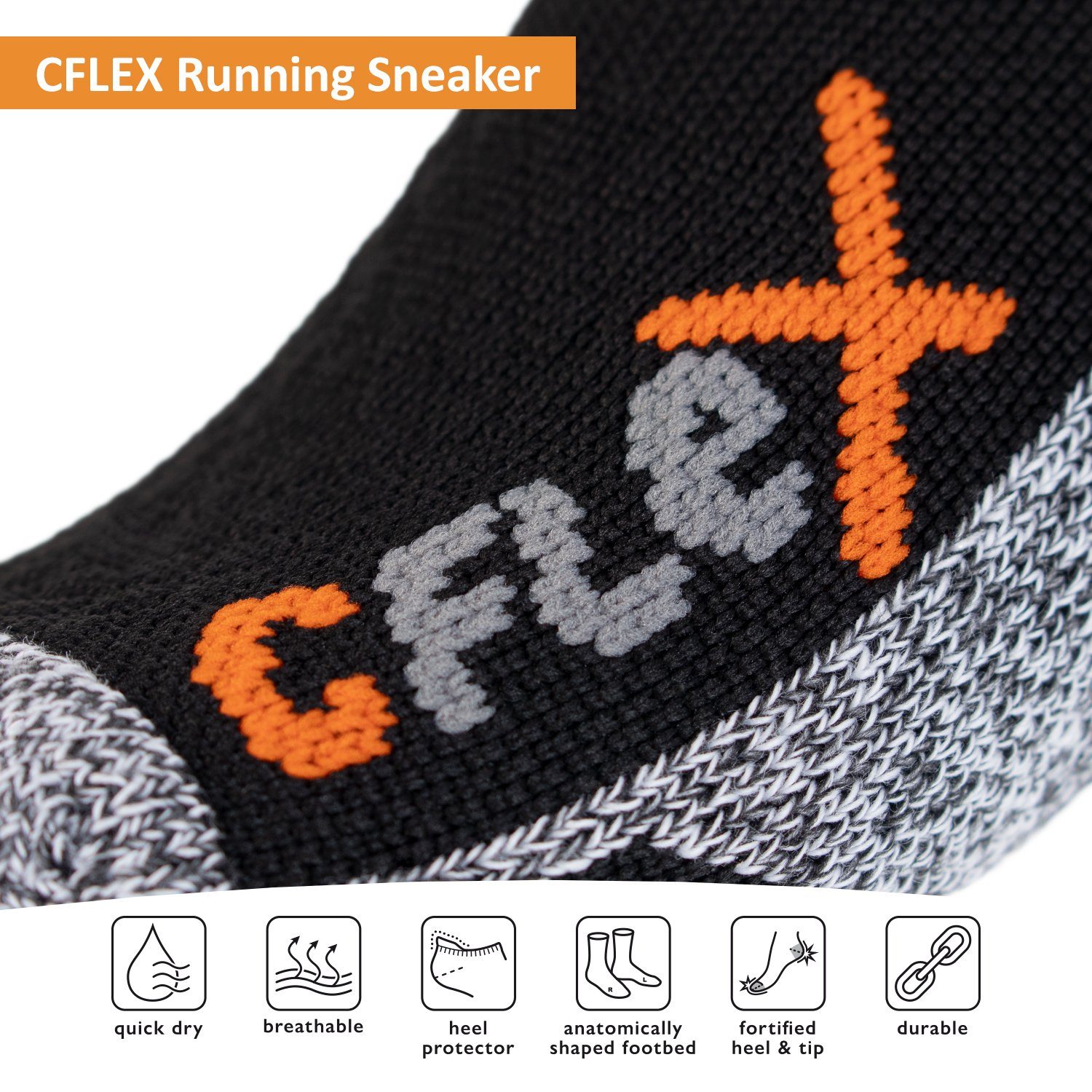 CFLEX Sportsocken Running Damen & Herren Sport Sneaker Socken (4 Paar) Laufsocken