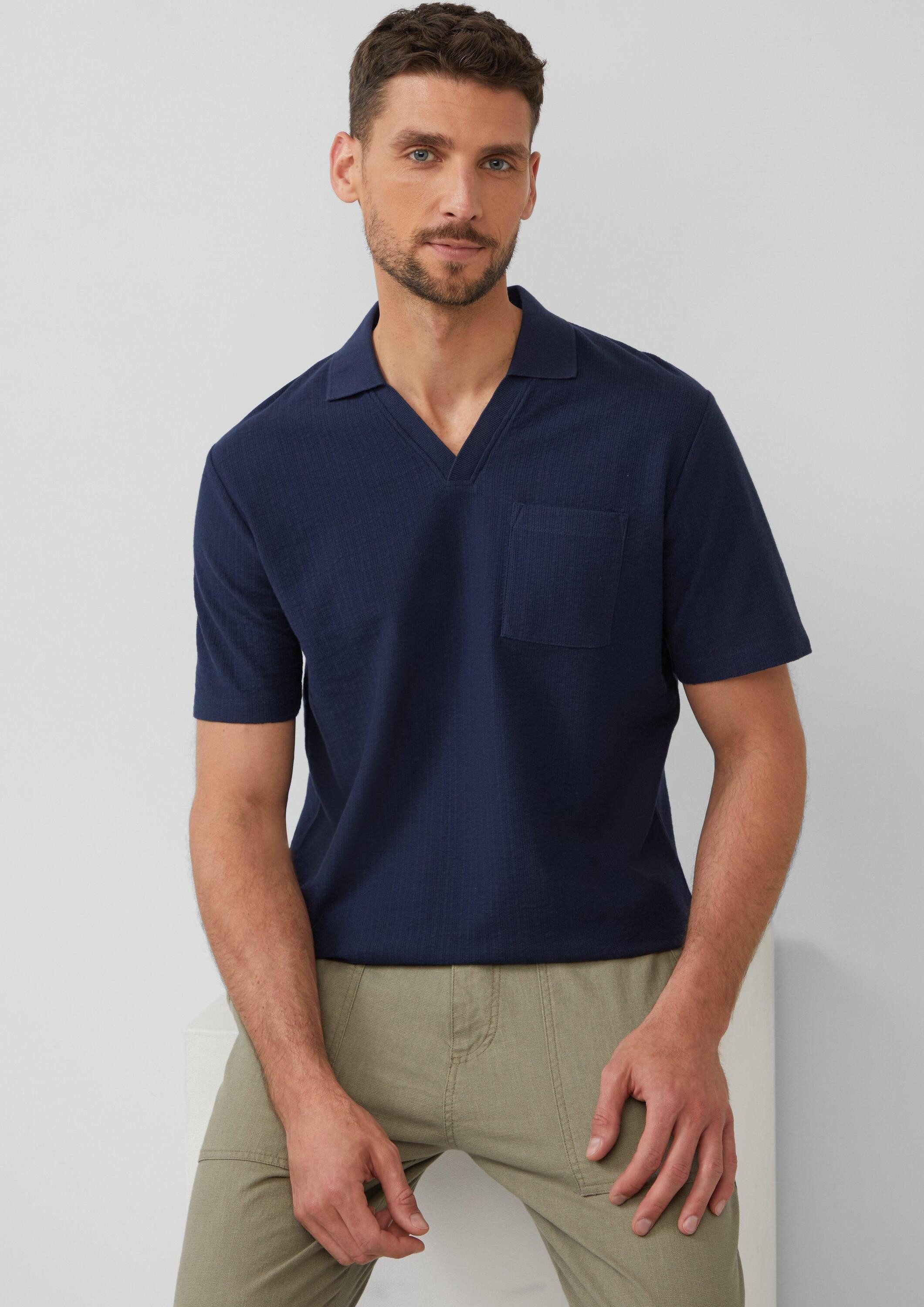 s.Oliver Kurzarmshirt Polo-Shirt Poloshirt aus Struktur-Jersey mit Brusttasche