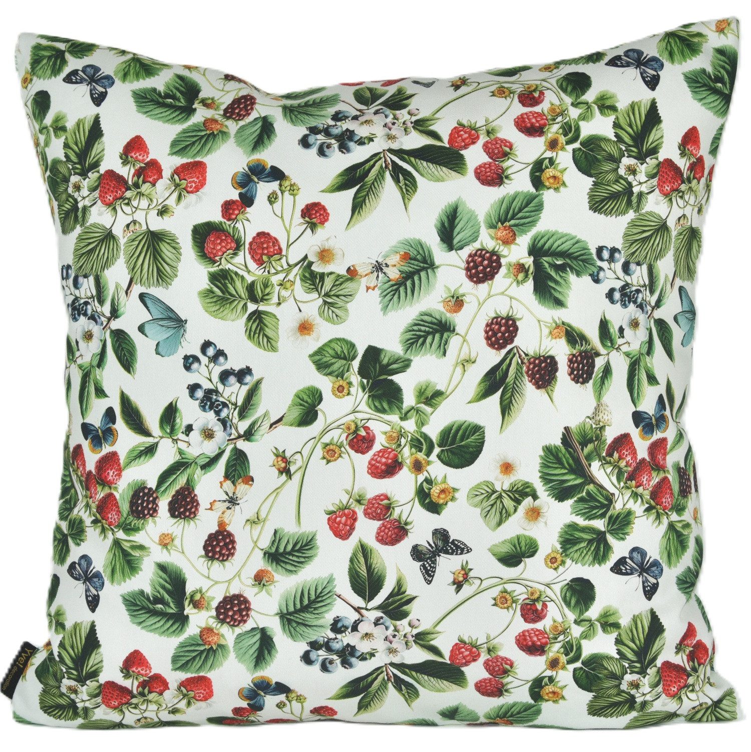 Yve! Decoration Kissenhülle Zierkissenhülle Obstgarten ca. 38 x 38 cm, (1 Stück), Erdbeere Brombeere Himbeere Blaubeere beidseitig bedruckt