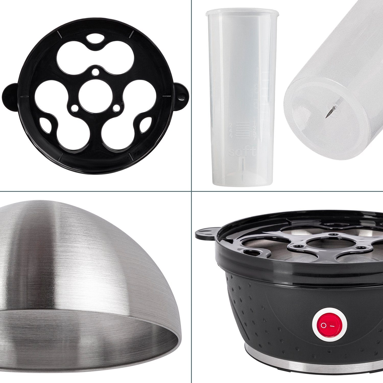 SLABO Eierkocher elektrischer Eierkocher aus Edelstahl bis 7 Eier Messbecher Stechhilfe, Anzahl Eier: 7 St.