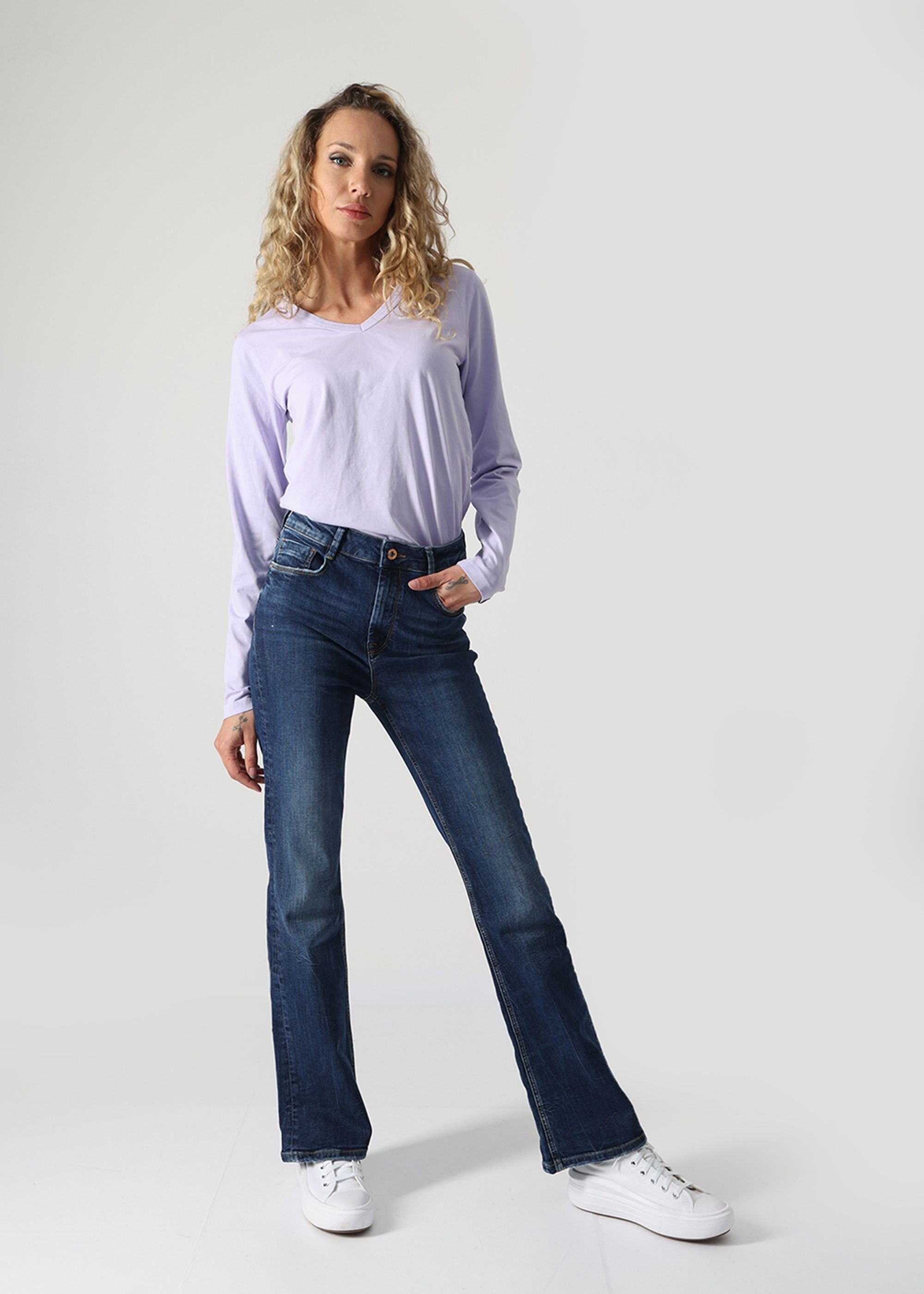 Miracle of Denim Bootcut-Jeans weichem Taltim Sina 3891 Blue aus Baumwollstretch