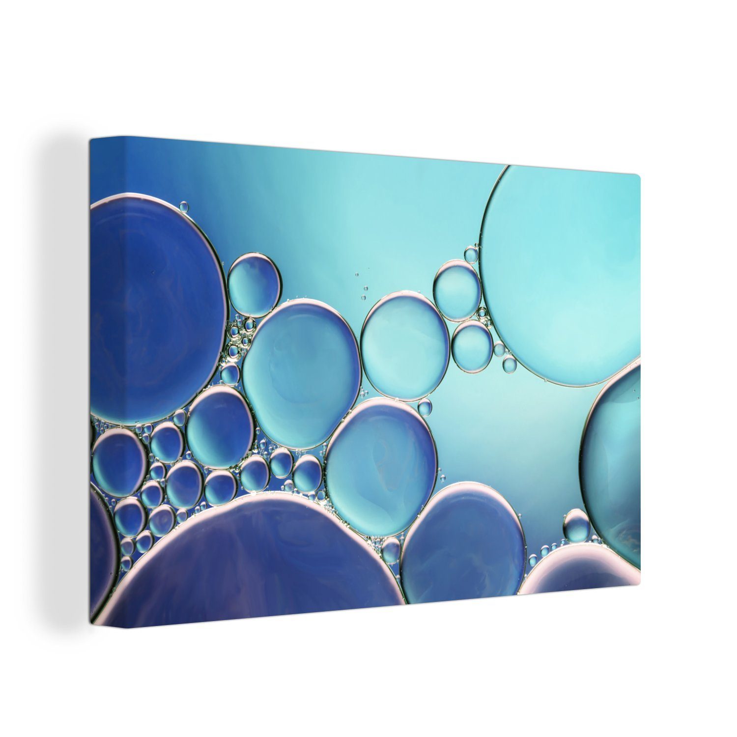 OneMillionCanvasses® Leinwandbild Blasen - Blau - Wasser, (1 St), Wandbild Leinwandbilder, Aufhängefertig, Wanddeko, 30x20 cm