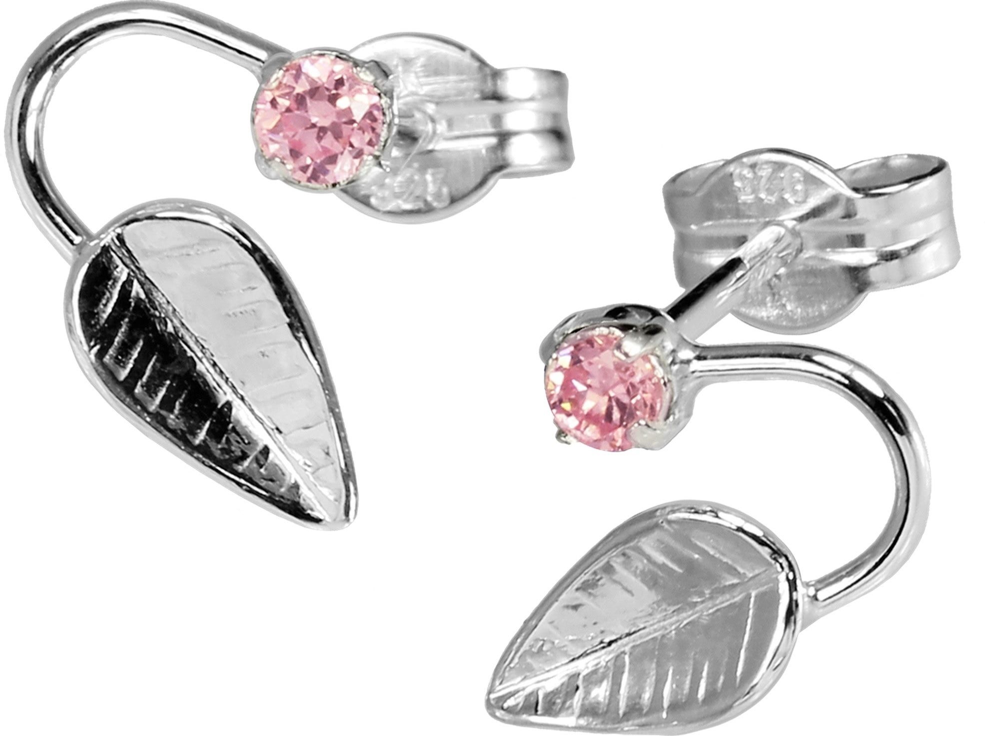 SilberDream Paar Ohrstecker SilberDream Ohrringe Damen 925 Silber (Ohrstecker), Damen Ohrstecker Blatt aus 925 Sterling Silber, Farbe: silber, rosa