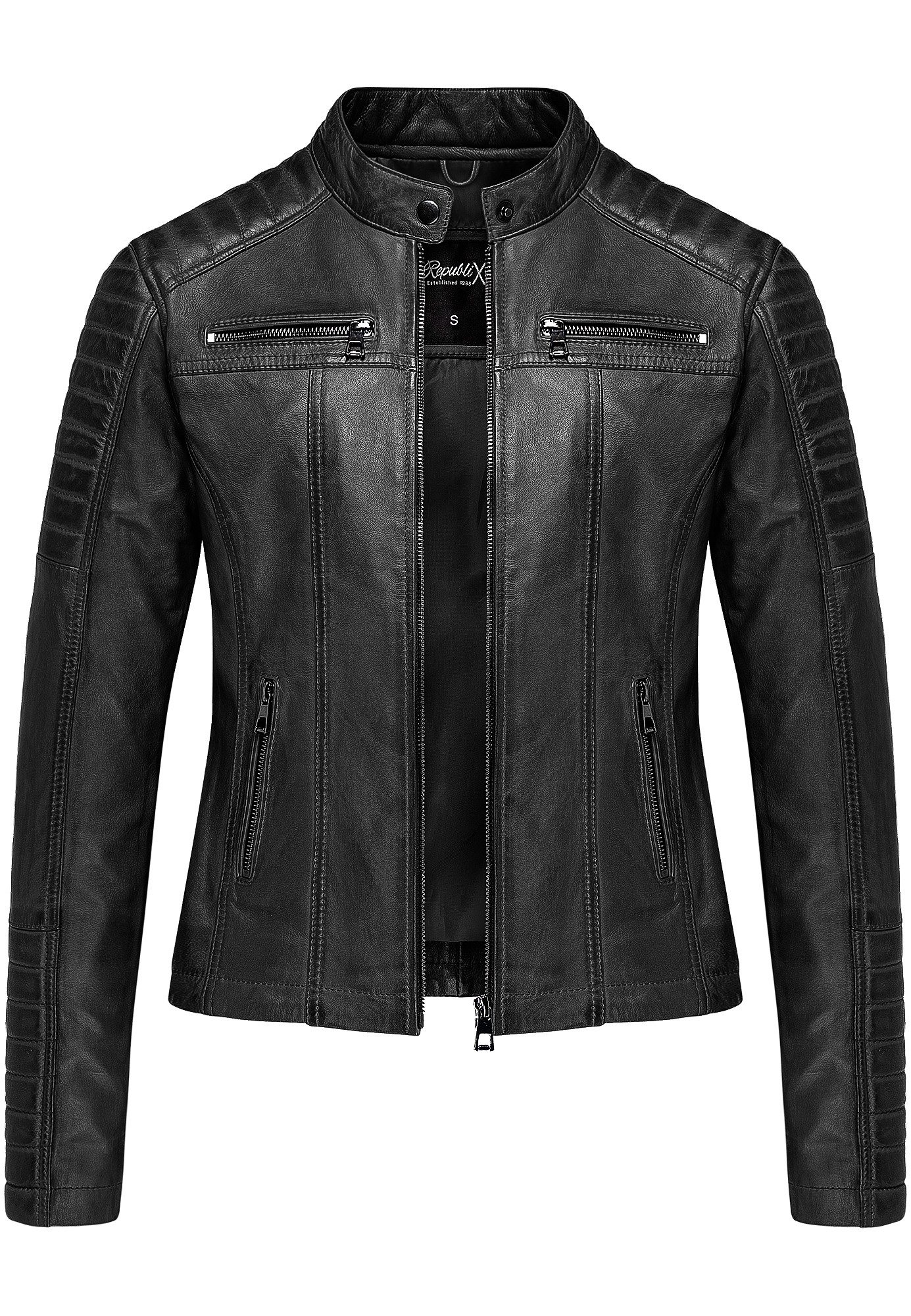 REPUBLIX Lederjacke REESE Echtleder Damen Biker Zipper Jacke