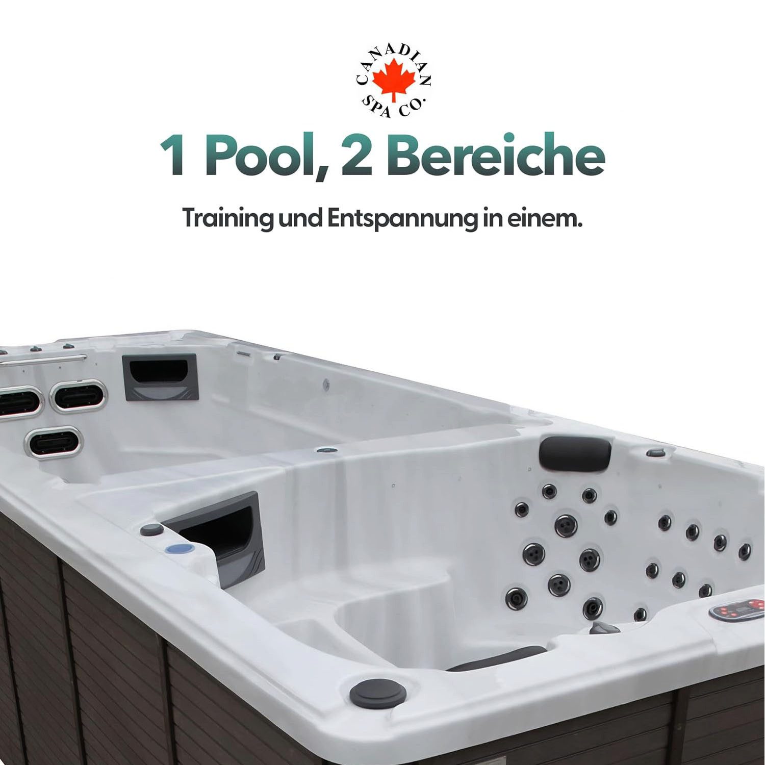 Canadian Spa GmbH Whirlpool St. Lawrence 6m Swim Spa, Aufstellbecken, 594 cm x 228 cm, für 7 Personen, Inkl. UV & Ozon