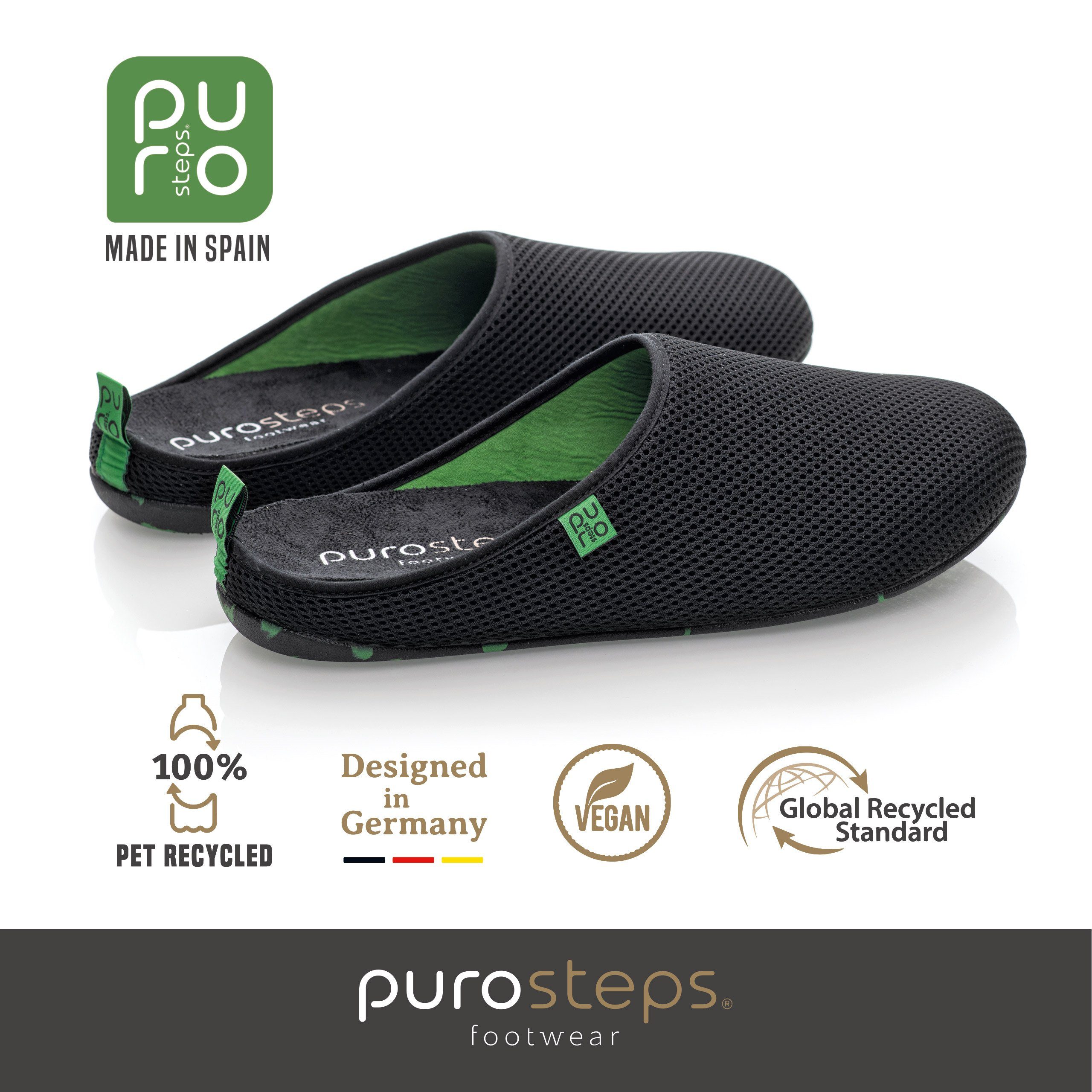 purosteps Casa-Eco Hausschuh Hergestellt aus recycelten PET Flaschen, Handgefertigt, Nachhaltig