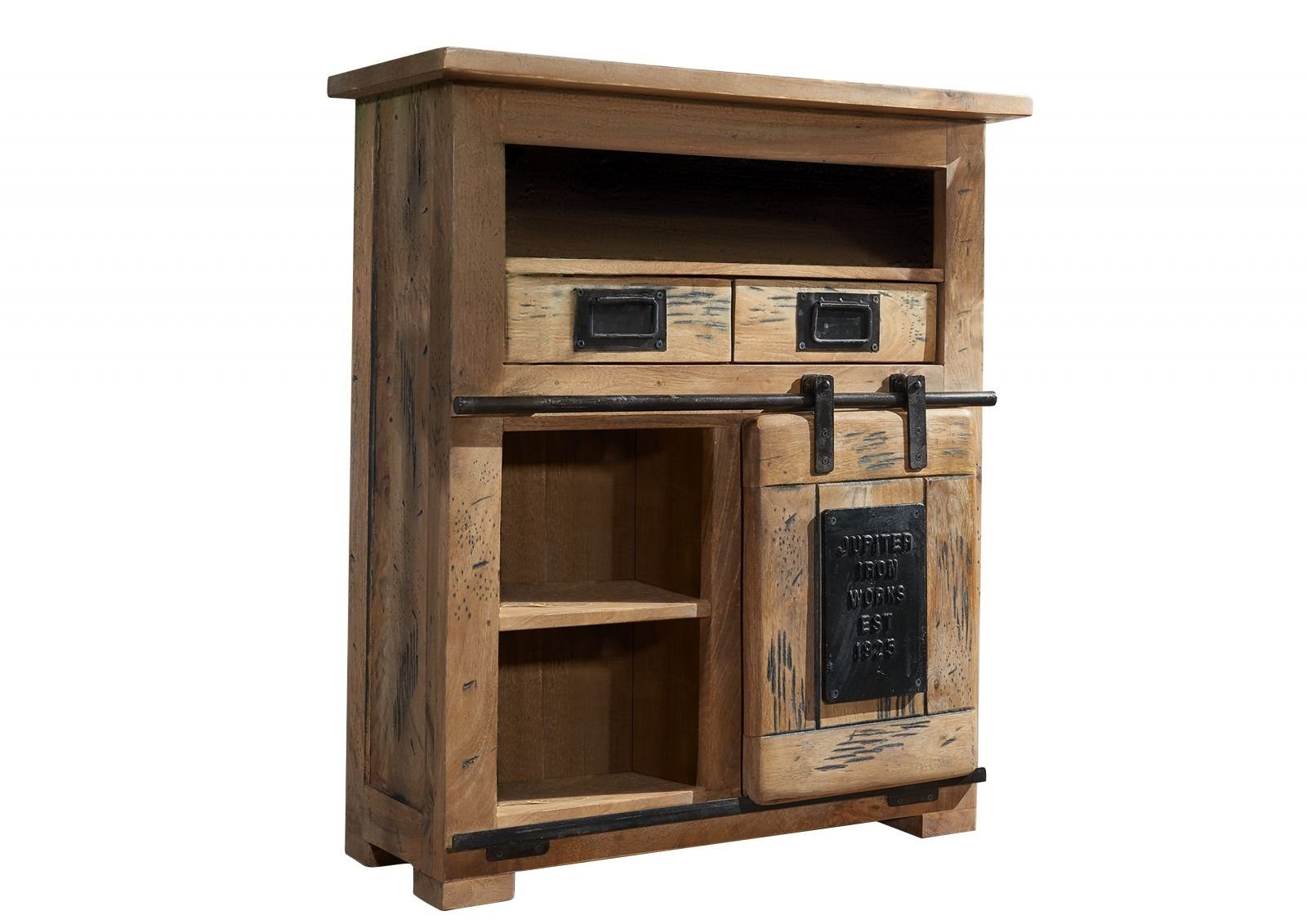 Massivmoebel24 Kommode RAILWAY (Massivholz), Mango 75x36x90 natur lackiert RAILWAY #152