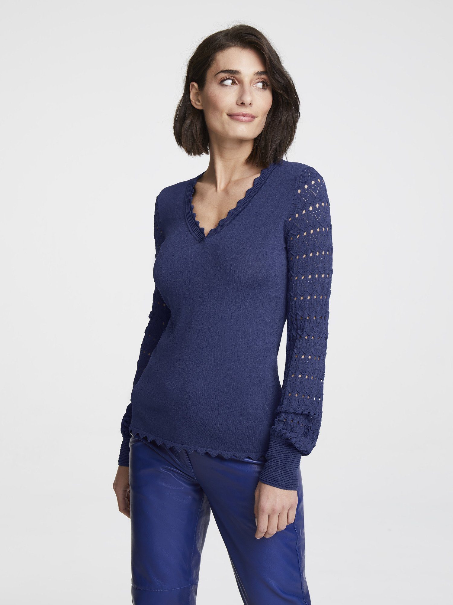 ASHLEY BROOKE by Heine Pullover mit Lochstrick-Muster, Aufwendiger