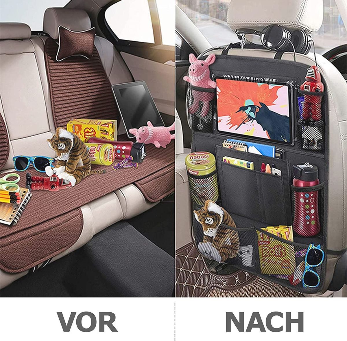 König Design Auto-Rückenlehnentasche Rückenlehnentasche Rücksitztasche Rückenlehnenschutz (1-tlg), Auto Organizer Rücksitz kompatibel mit 10,1" Tablet Wasserdicht