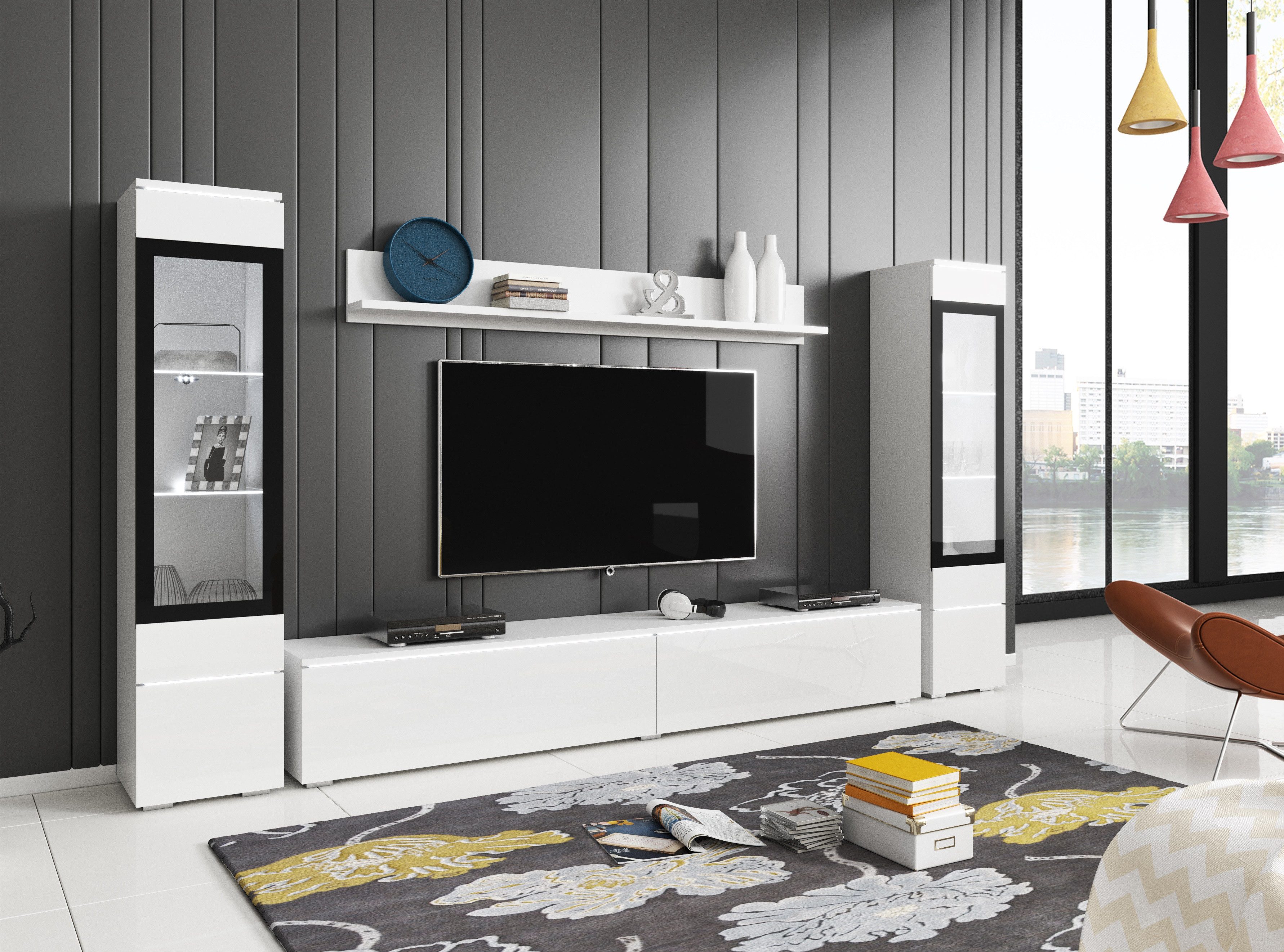 INOSIGN Wohnwand VERA II, Vitrinen Türanschlag wechselbar, (Komplett-Set, 4 günstig online kaufen