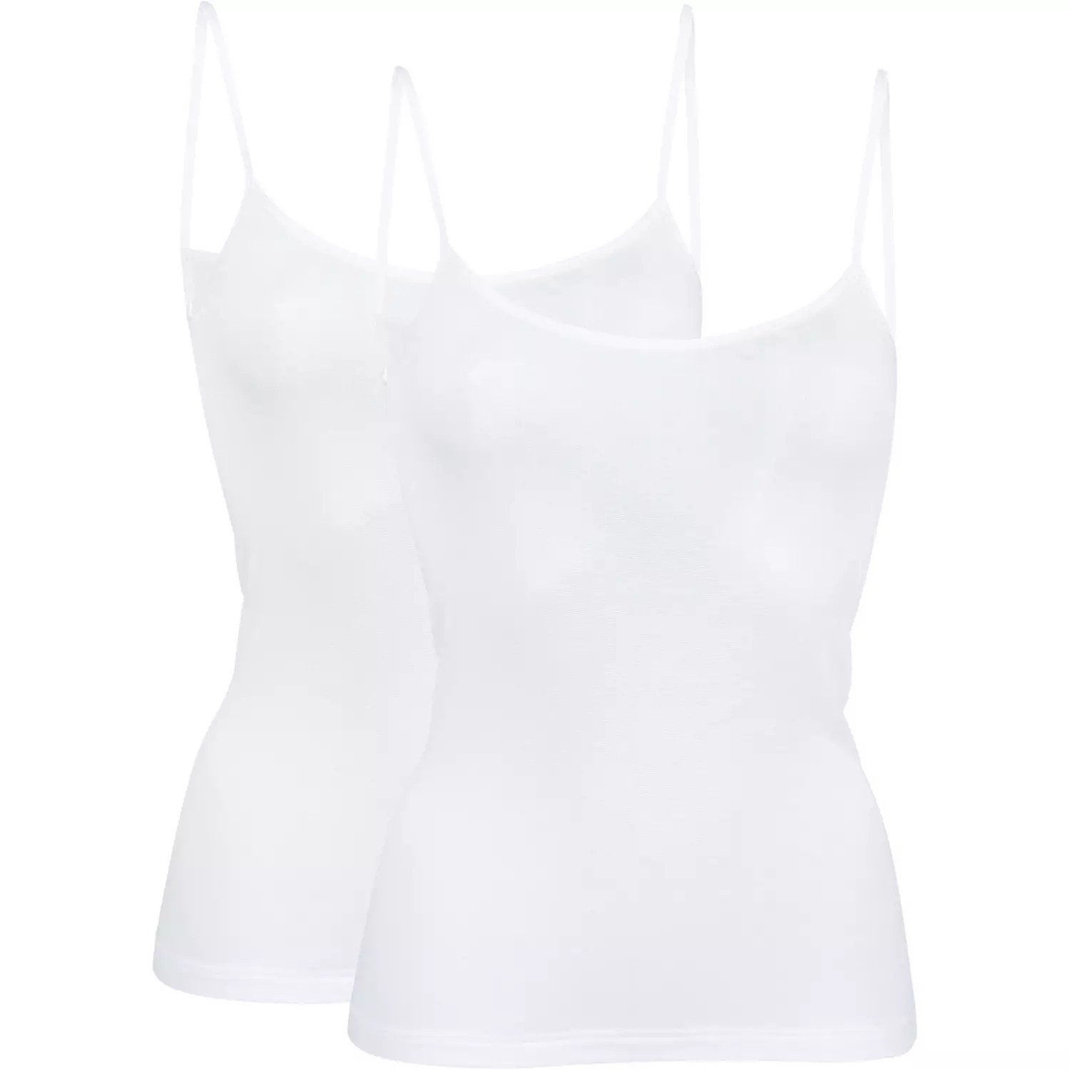 LouAnne Spaghettitop 2-er Pack seidenweiche Bio-Baumwolle (2er-Pack) mit verstellbaren Trägern, Unifarben