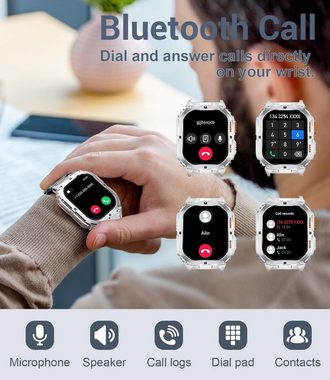 Lige Smartwatch (1,95 Zoll, Andriod iOS), Herren mit Telefonfunktion Schlafüberwachung für 100+ Sportmodi, IP68