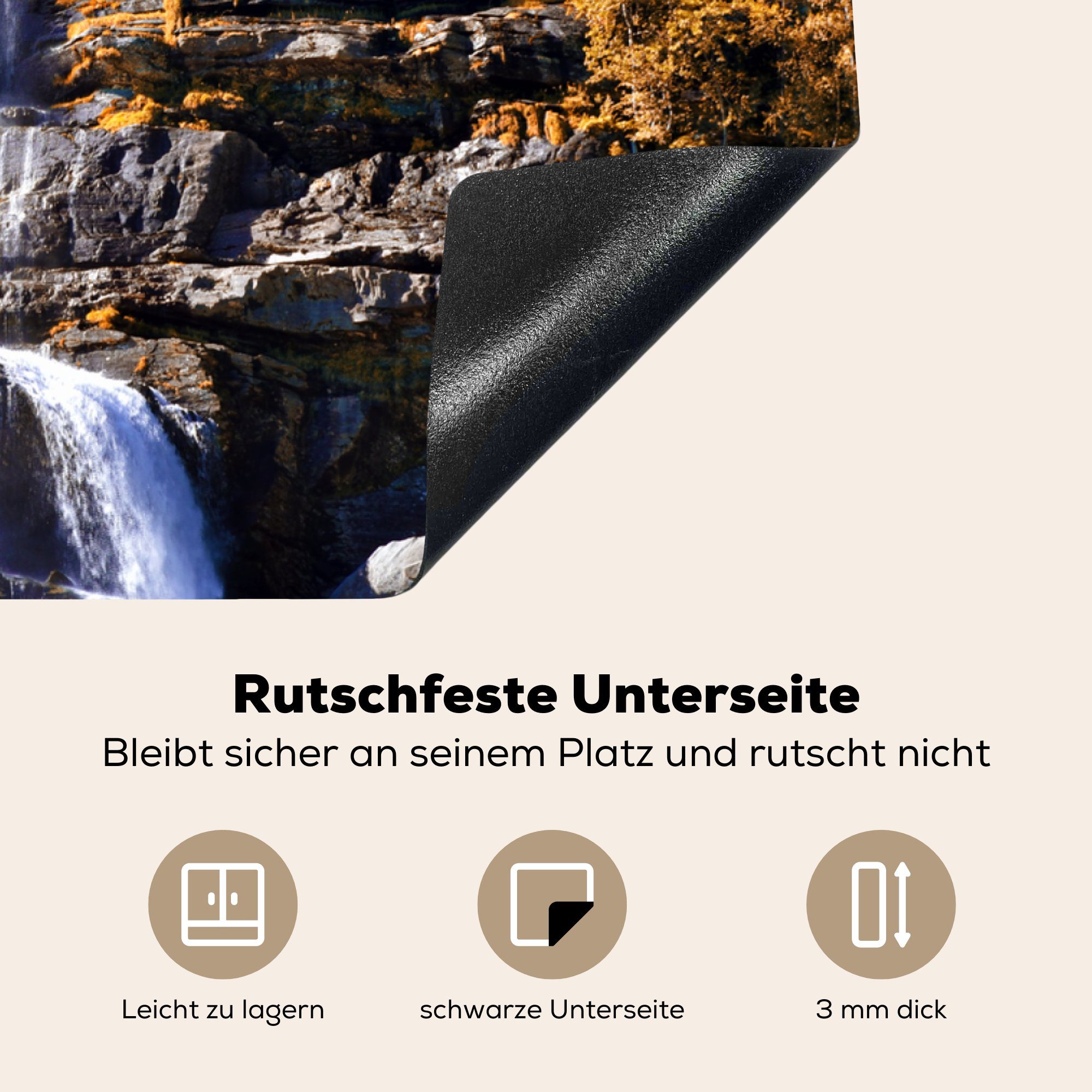 MuchoWow Herdblende-/Abdeckplatte Wasserfall - Norwegen küche, Vinyl, - (1 Schutz 81x52 Ceranfeldabdeckung tlg), die cm, Induktionskochfeld für Natur