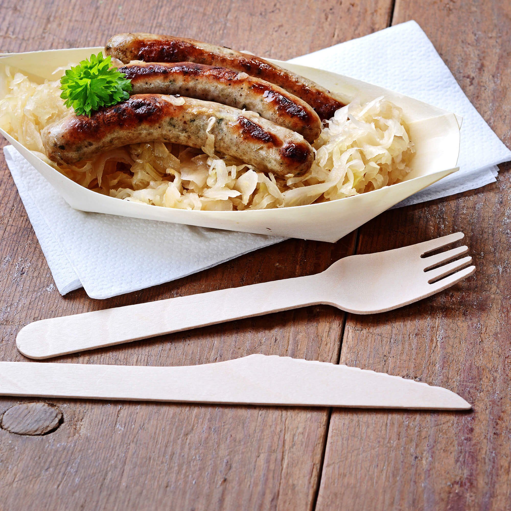 GRÄWE Einweggabel GRÄWE Einwegbesteck - Gabeln Holz 100 Stück, Einweg-Gabeln, Holzbestec