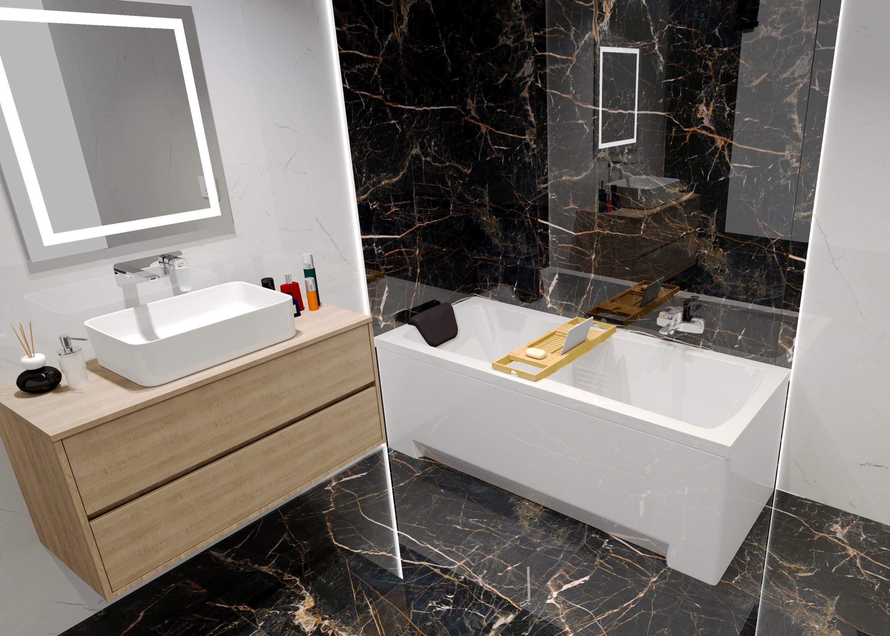 KOLMAN Badewanne Rechteck OPTIMAZ 160x70 + Bambus Badewannenablage, Ablaufgarnitur & Füße GRATIS