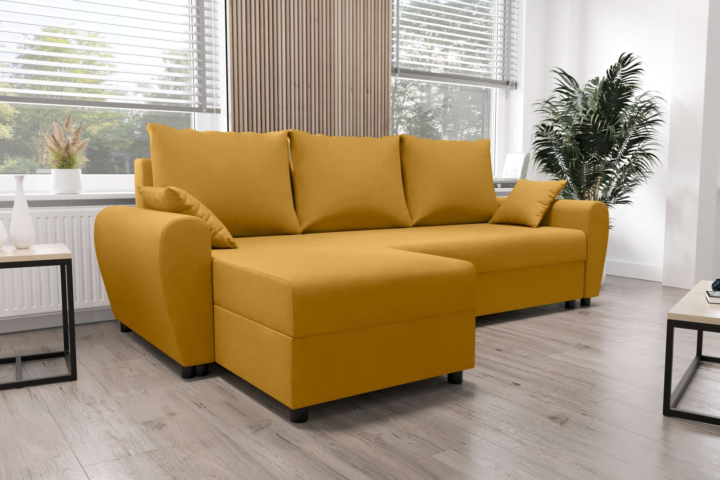 Stylefy Ecksofa Melina, L-Form, Eckcouch, Sofa, Sitzkomfort, mit Bettfunktion, mit Bettkasten, Modern Design